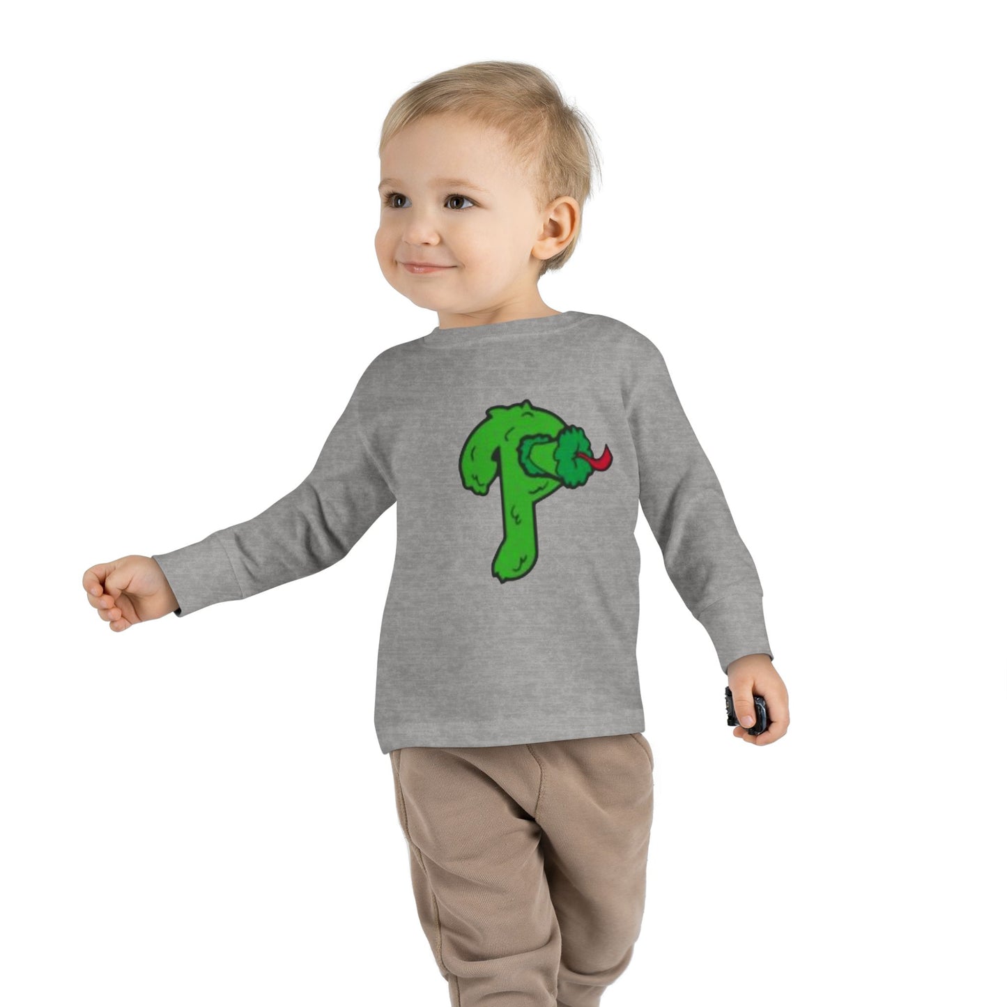 Funny Cartoon Mascot Toddler Long Sleeve Tee | Baseball Fan T-Shirt