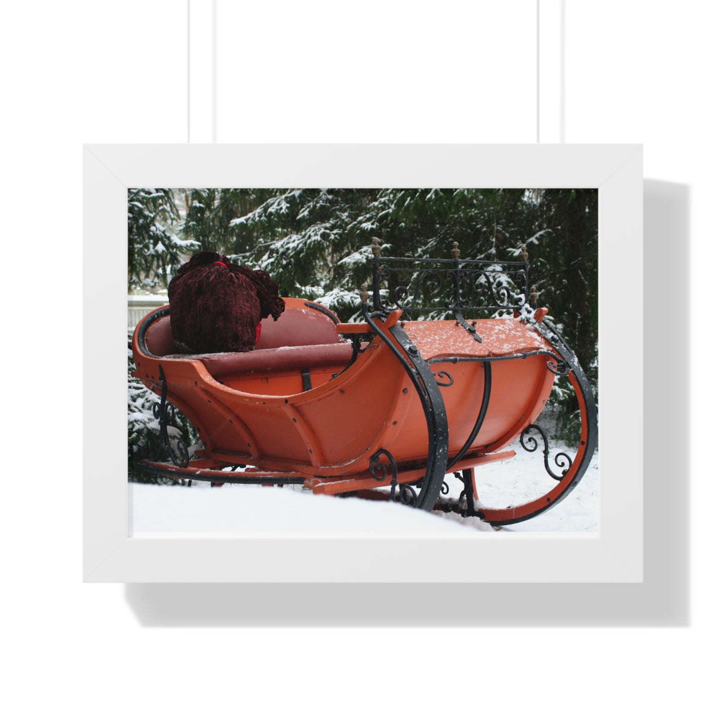 Santa Sleigh Christmas Wall Poster Art Santa's Sleigh Snowy Scene Mantle Art