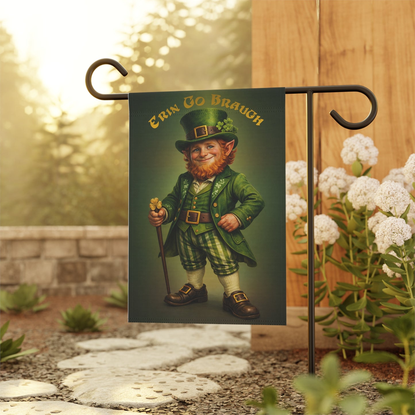 Erin Go Bragh Leprechaun Garden Flag | St Patrick’s Day Outdoor Yard Decor | Irish Shamrock Flag
