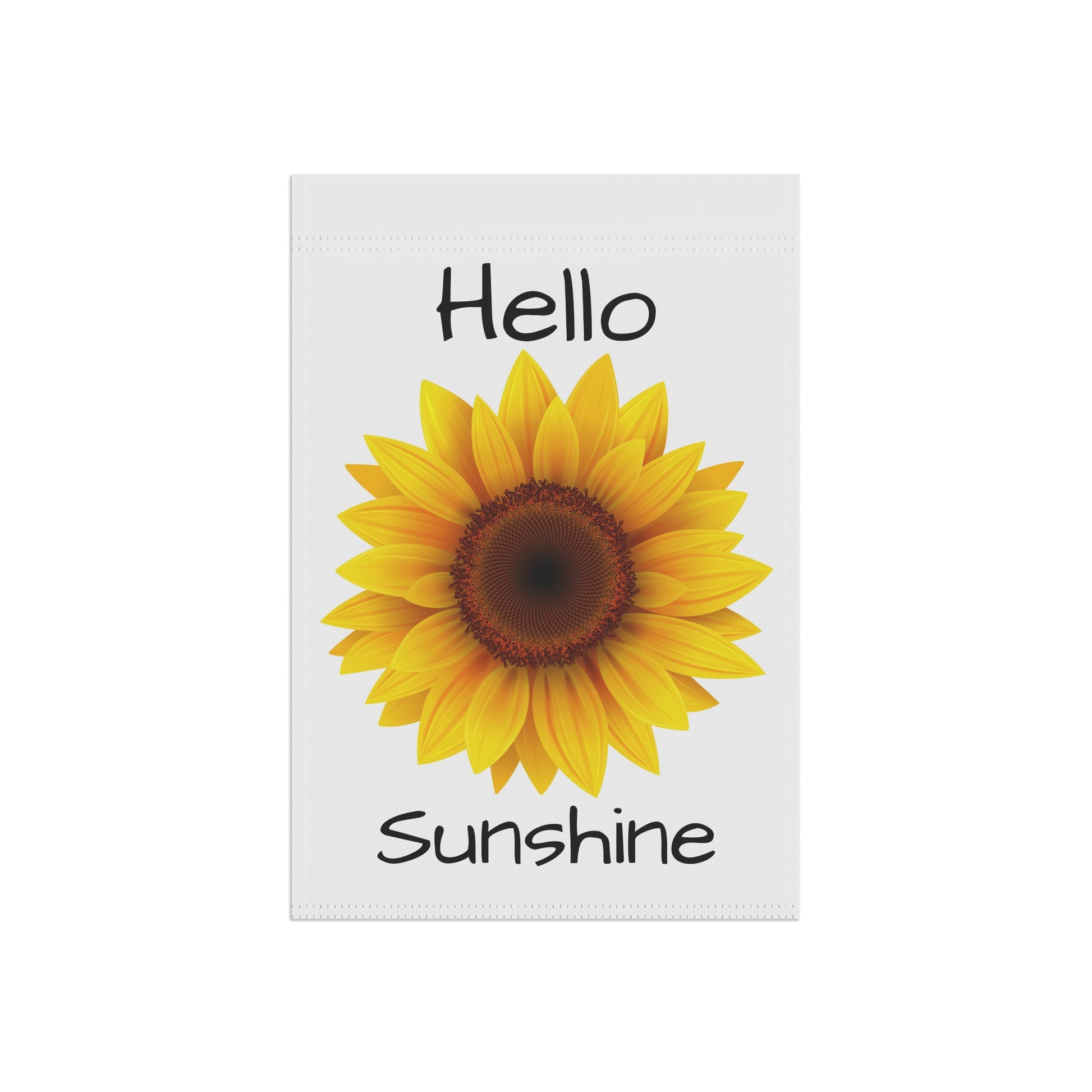 Sunflower with 'Hello Sunshine' text on a white background