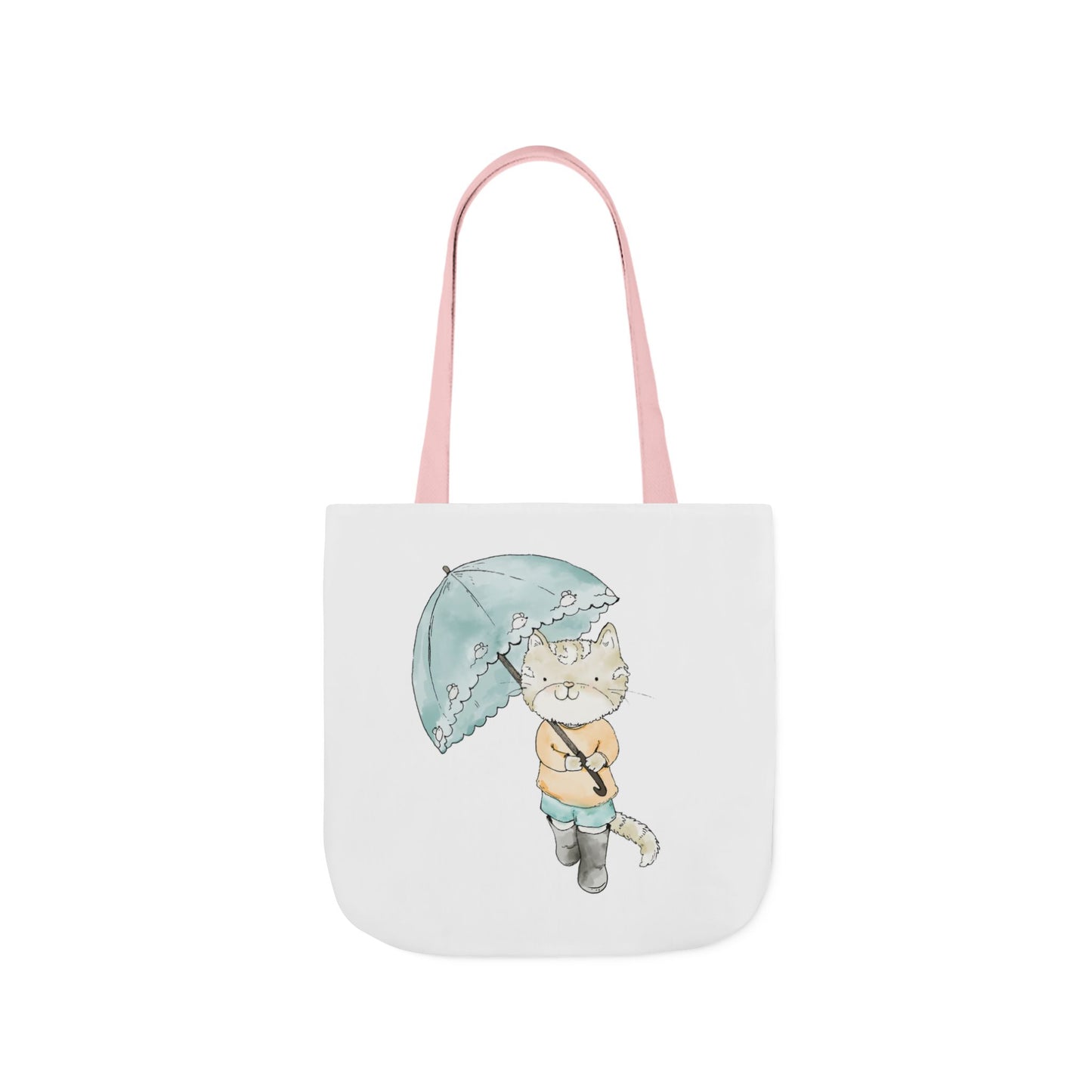 Cat Lover Tote Bag Cute Kitty with Umbrella Rain Boots Cat Lover Eco Tote Bag