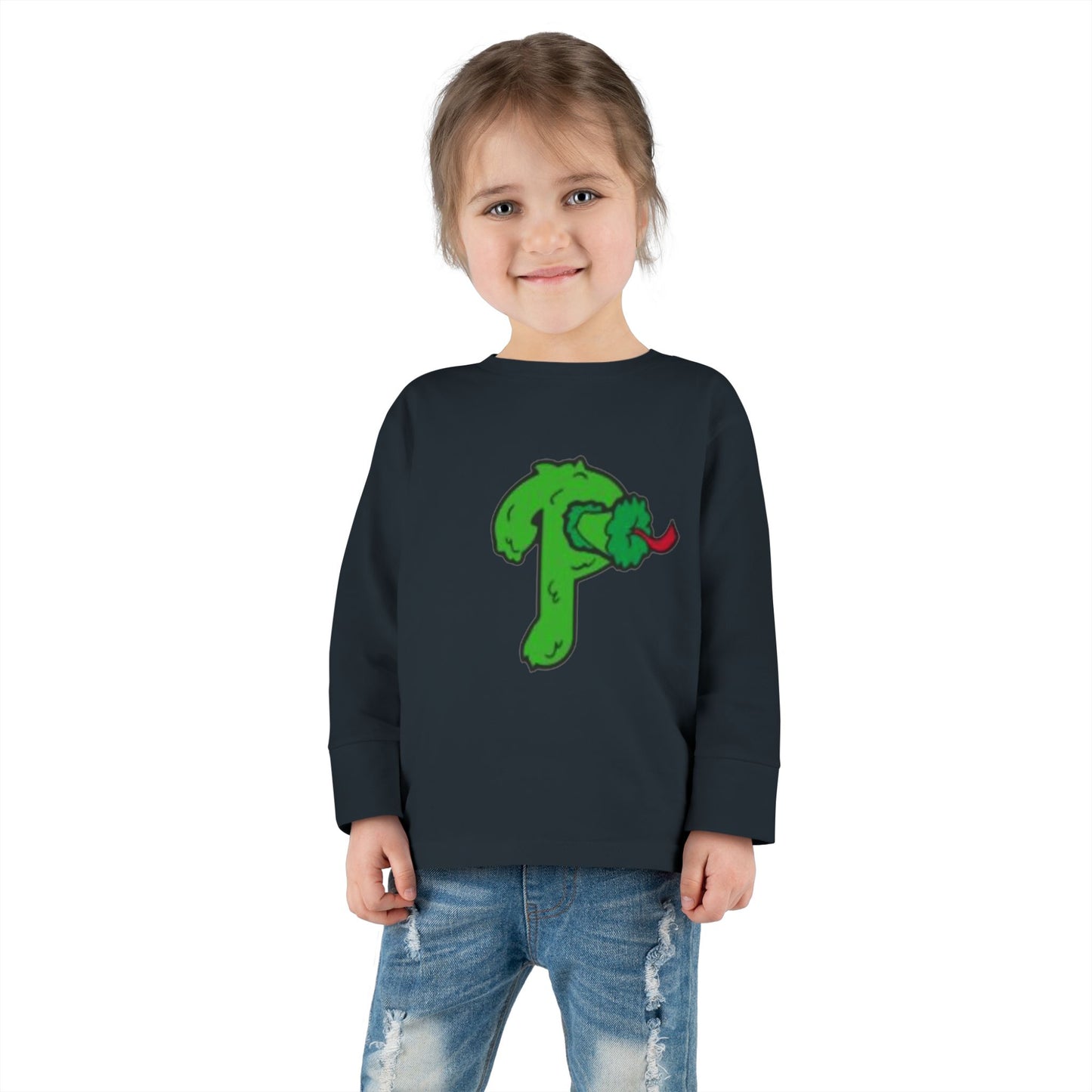 Funny Cartoon Mascot Toddler Long Sleeve Tee | Baseball Fan T-Shirt