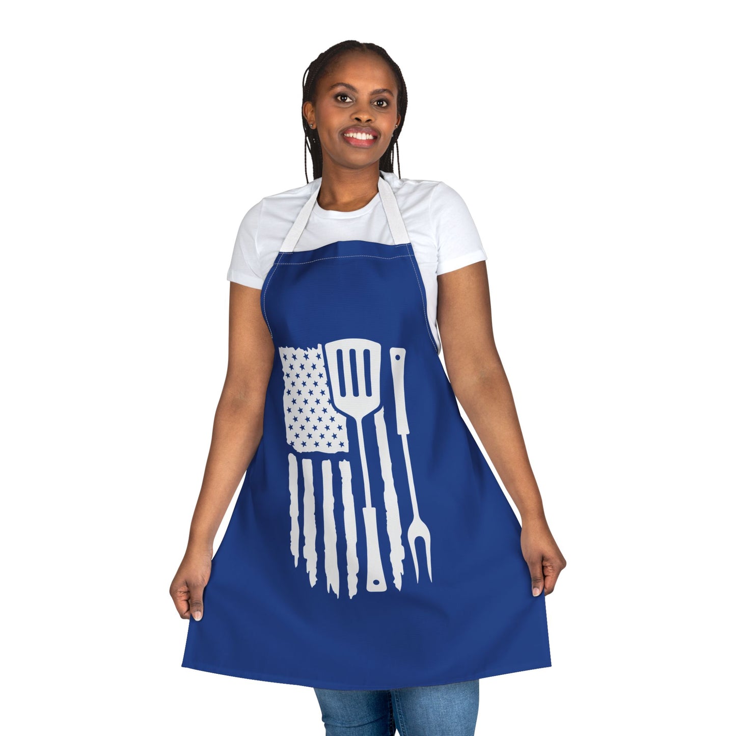 Patriotic BBQ Apron Fourth of July Gift Cooking Apron for Grill Lovers Chef Gift American Flag Design Cooking Apron Dad Gift Mom Gift