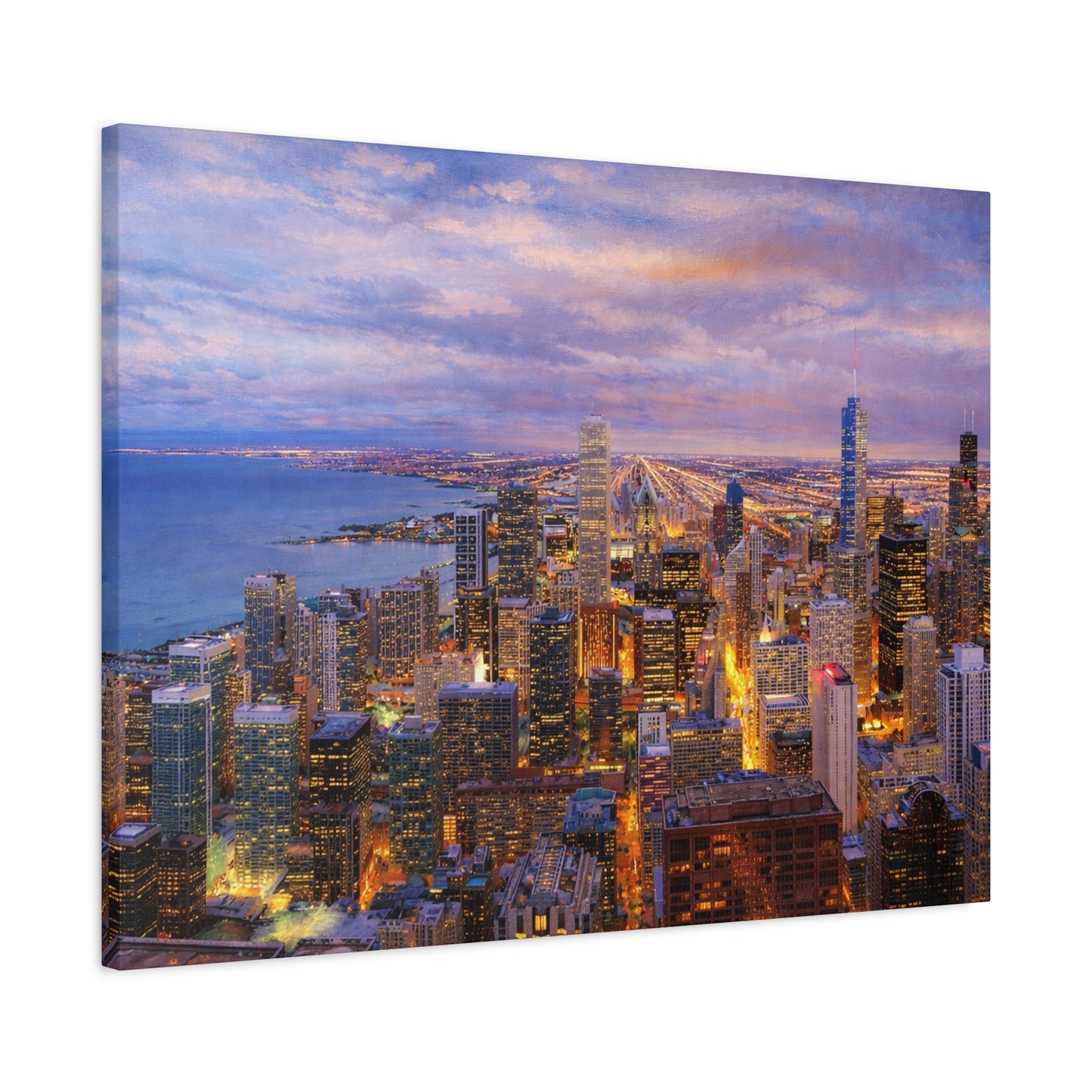 Chicago Skyline Canvas Wall Art – Sunset Cityscape Print, Downtown Chicago Decor, Urban Skyline Wall Decor