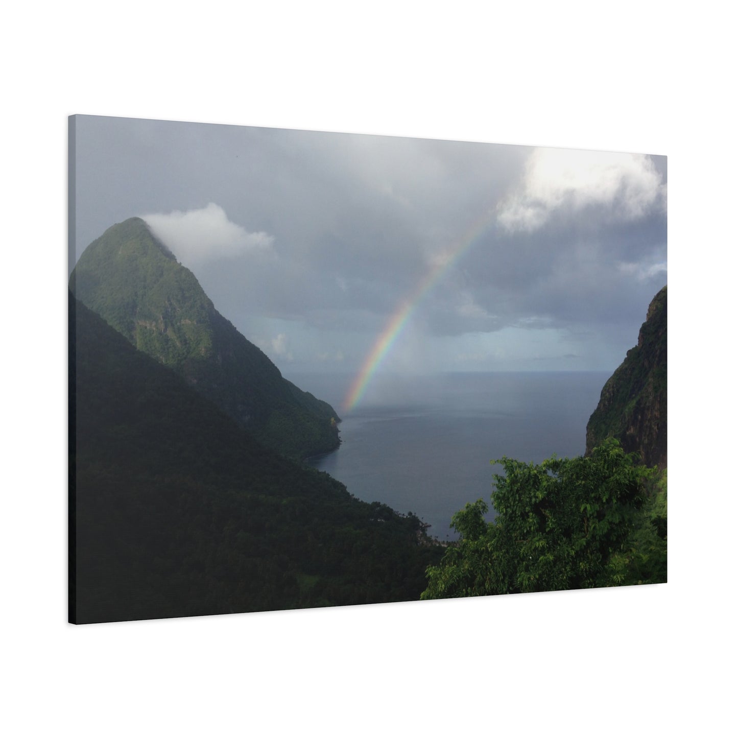 St. Lucia Pitons Rainbow Canvas Art | Caribbean Landscape Photography