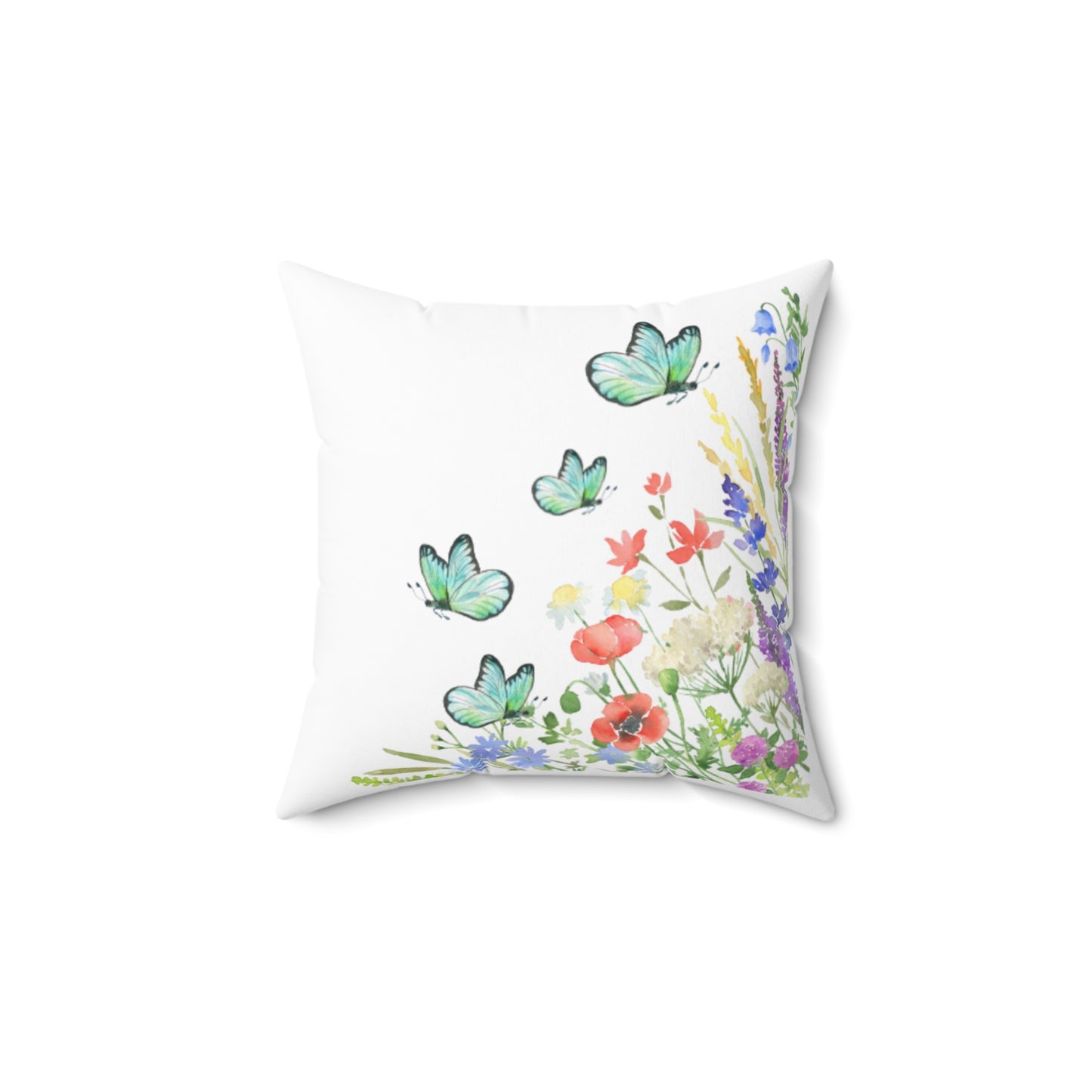 Butterfly Garden Square Pillow | Beautiful Floral Boho Throw Cushion