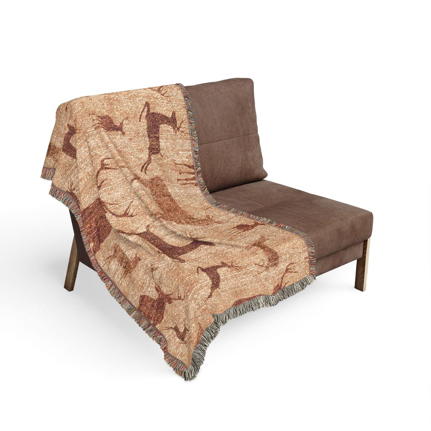 Rustic Reindeer Woven Throw Blanket | Cozy Lodge Cabin Decor | Winter Woodland Home Accent