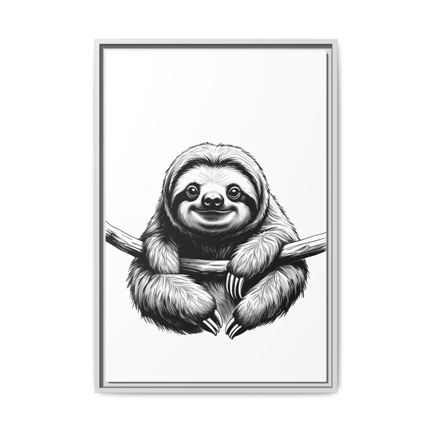 Adorable Sloth Hanging from Tree Branch Black & White Animal Wall Art, Cute Sloth Print, Jungle Theme Nursery Decor, Baby Shower Gift