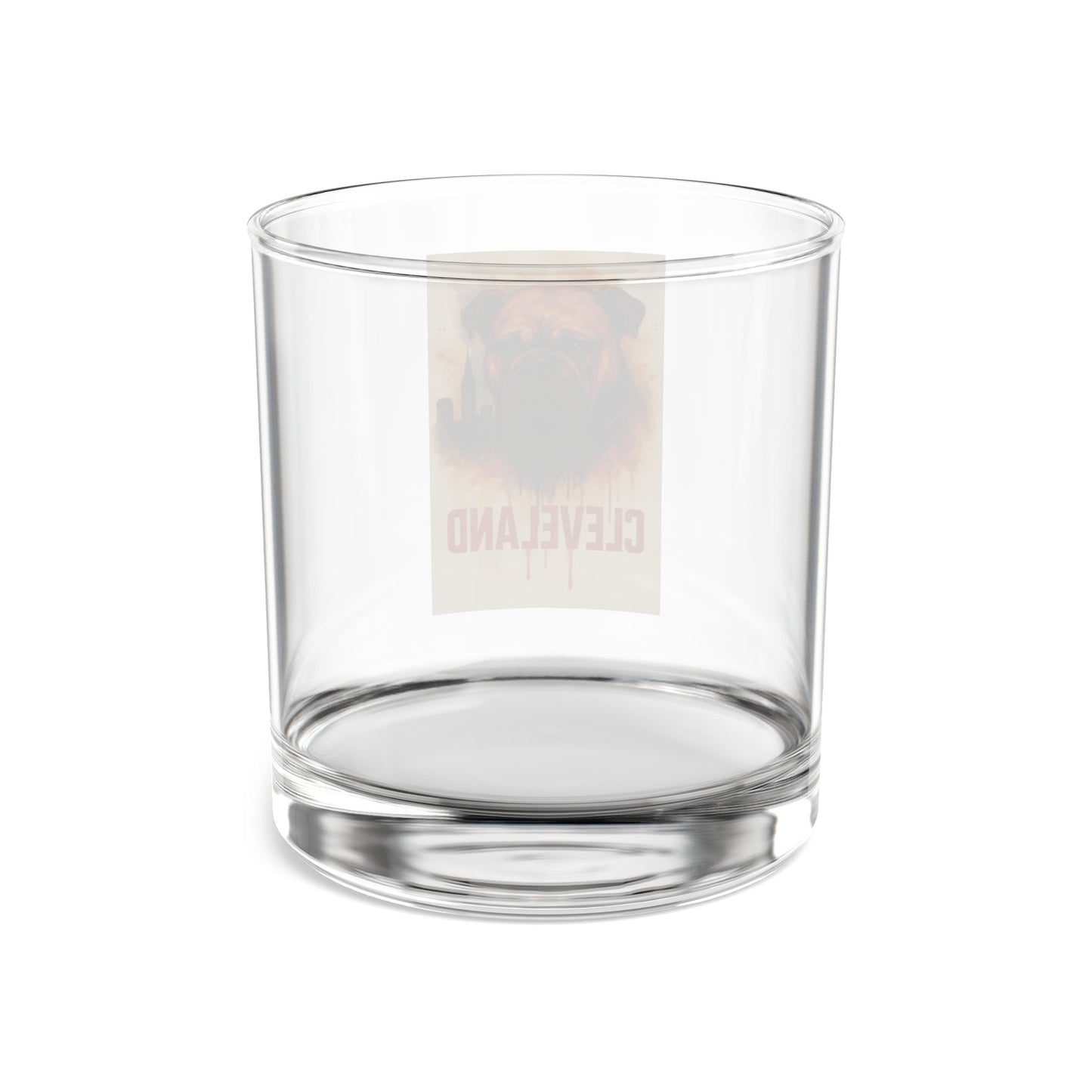 Cleveland Dawg Rocks Glass, 10 oz Whiskey Glass, Bulldog Barware Gift, Cleveland Football Fan Gift, Etched-Style Grunge Dog Design