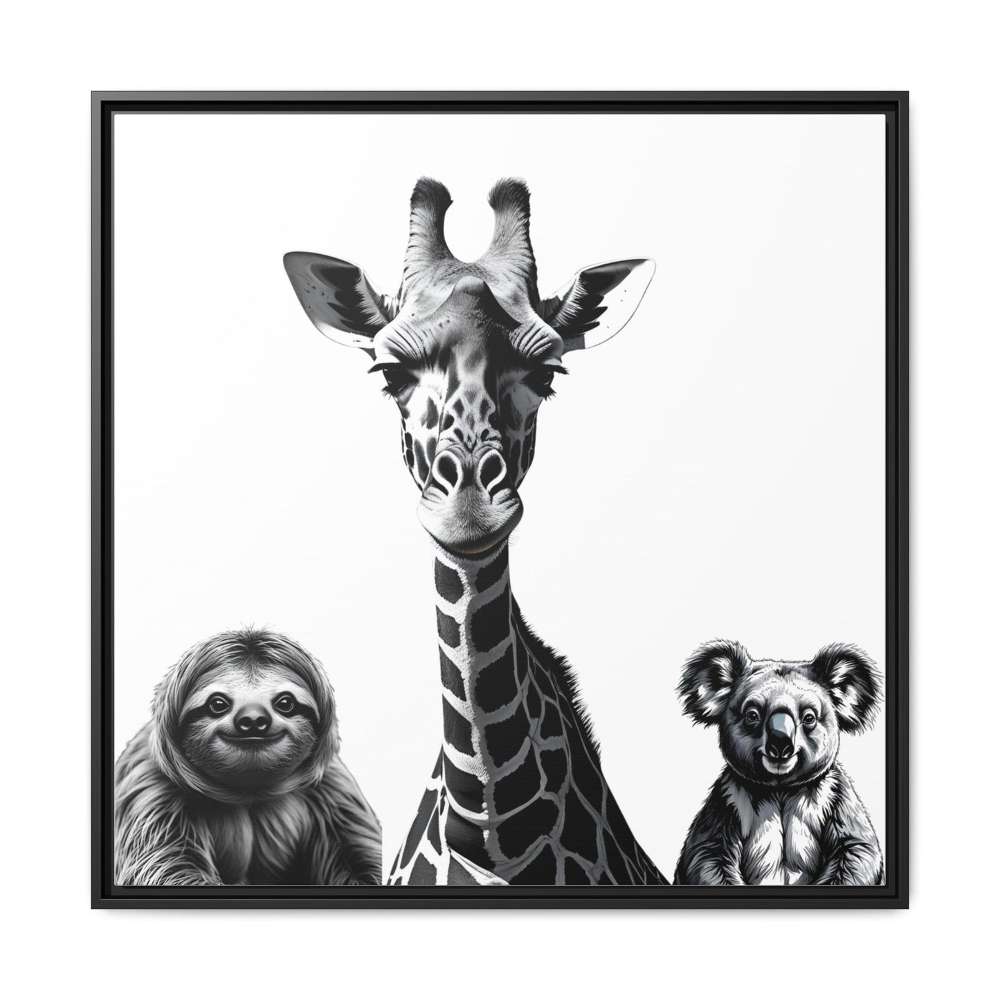 playful animal giraffe, sloth, koala print