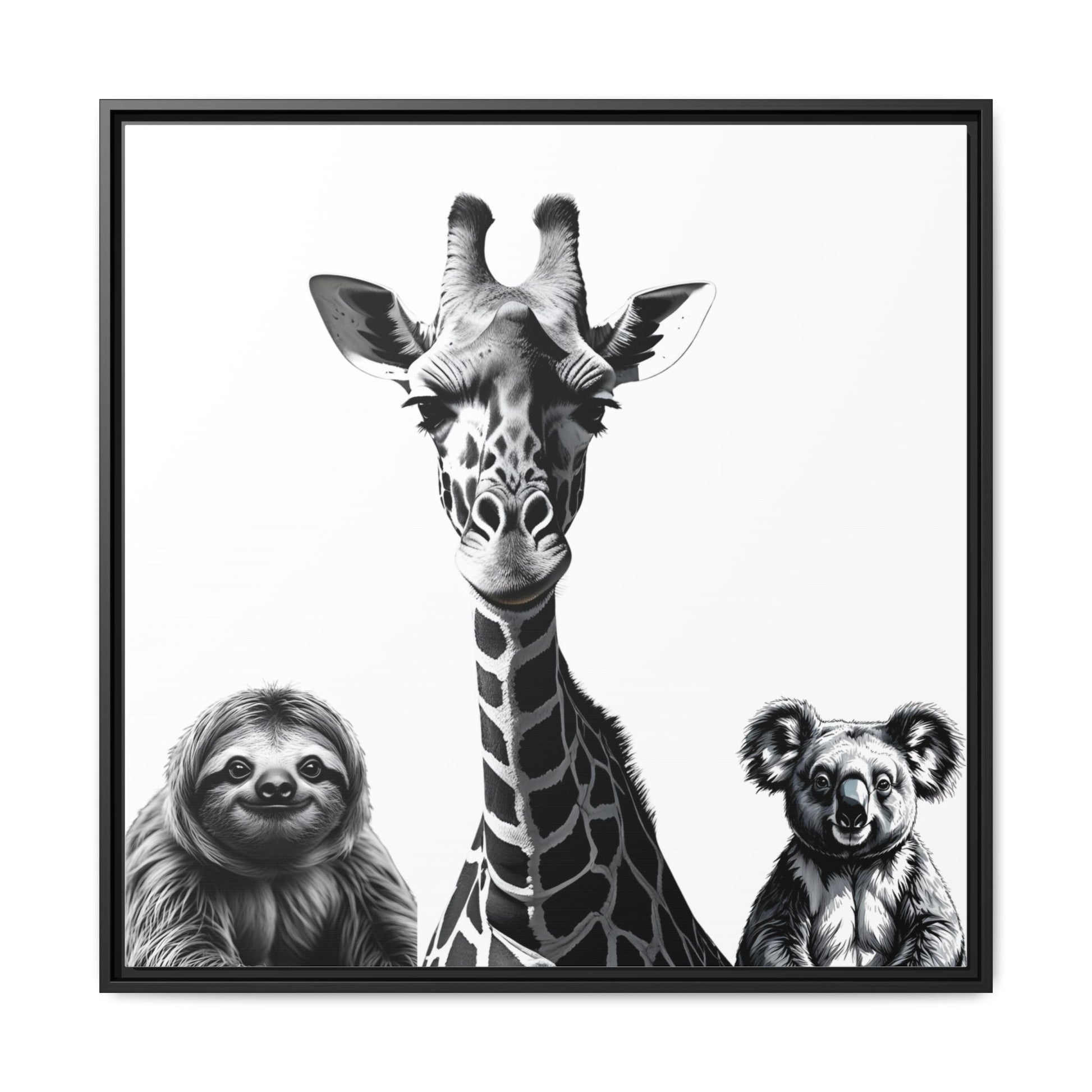 playful animal giraffe, sloth, koala print