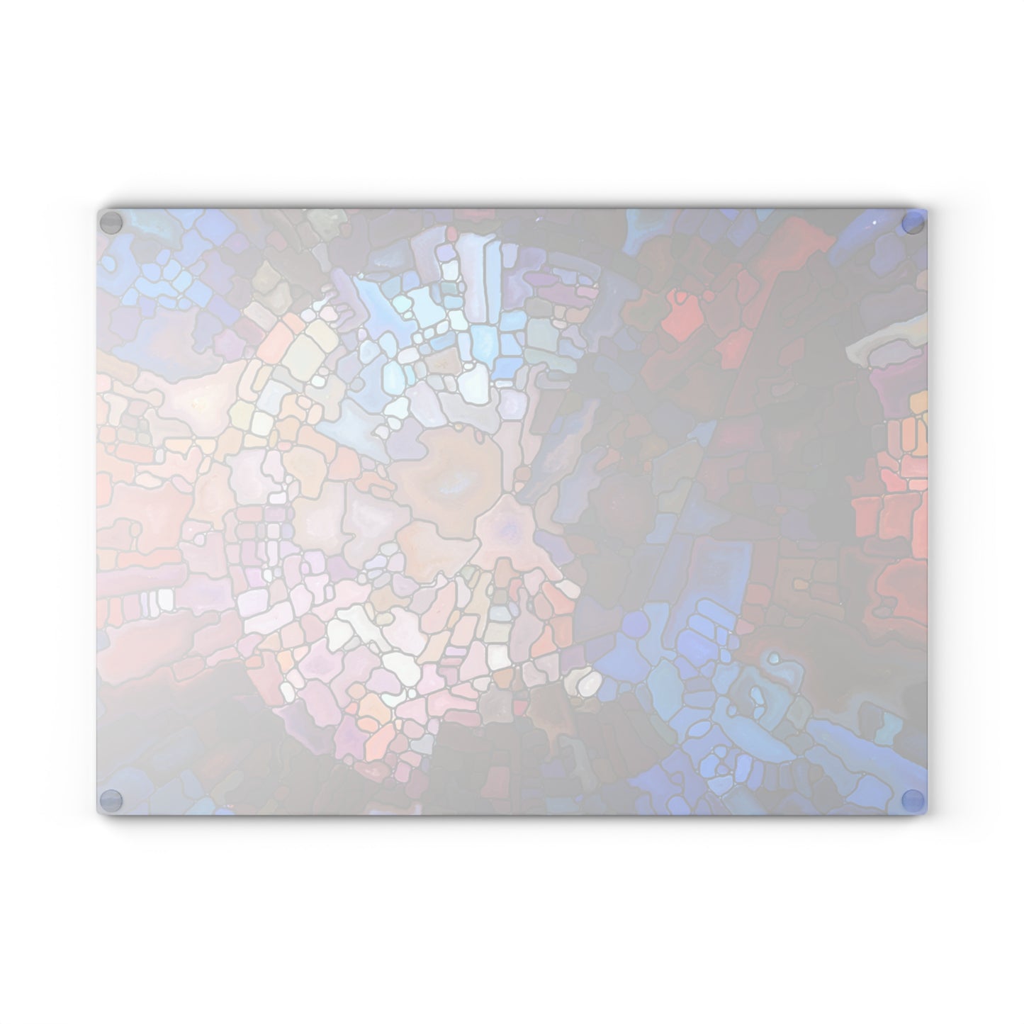 Abstract Stained Glass Mosaic Glass Cutting Board | Colorful Kitchen Decor