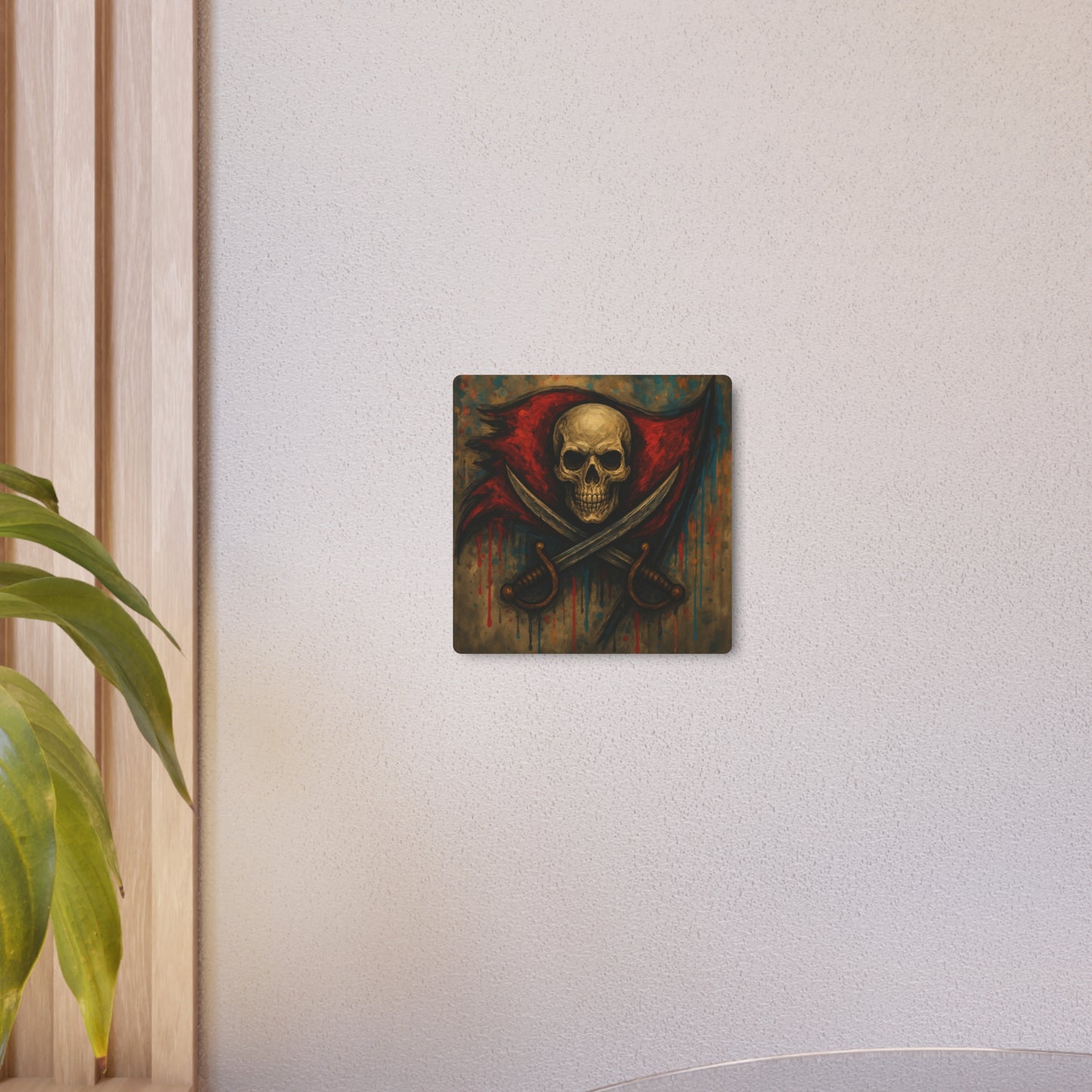 Skull and Crossed Swords Metal Art Sign | Pirate Skull Wall Decor