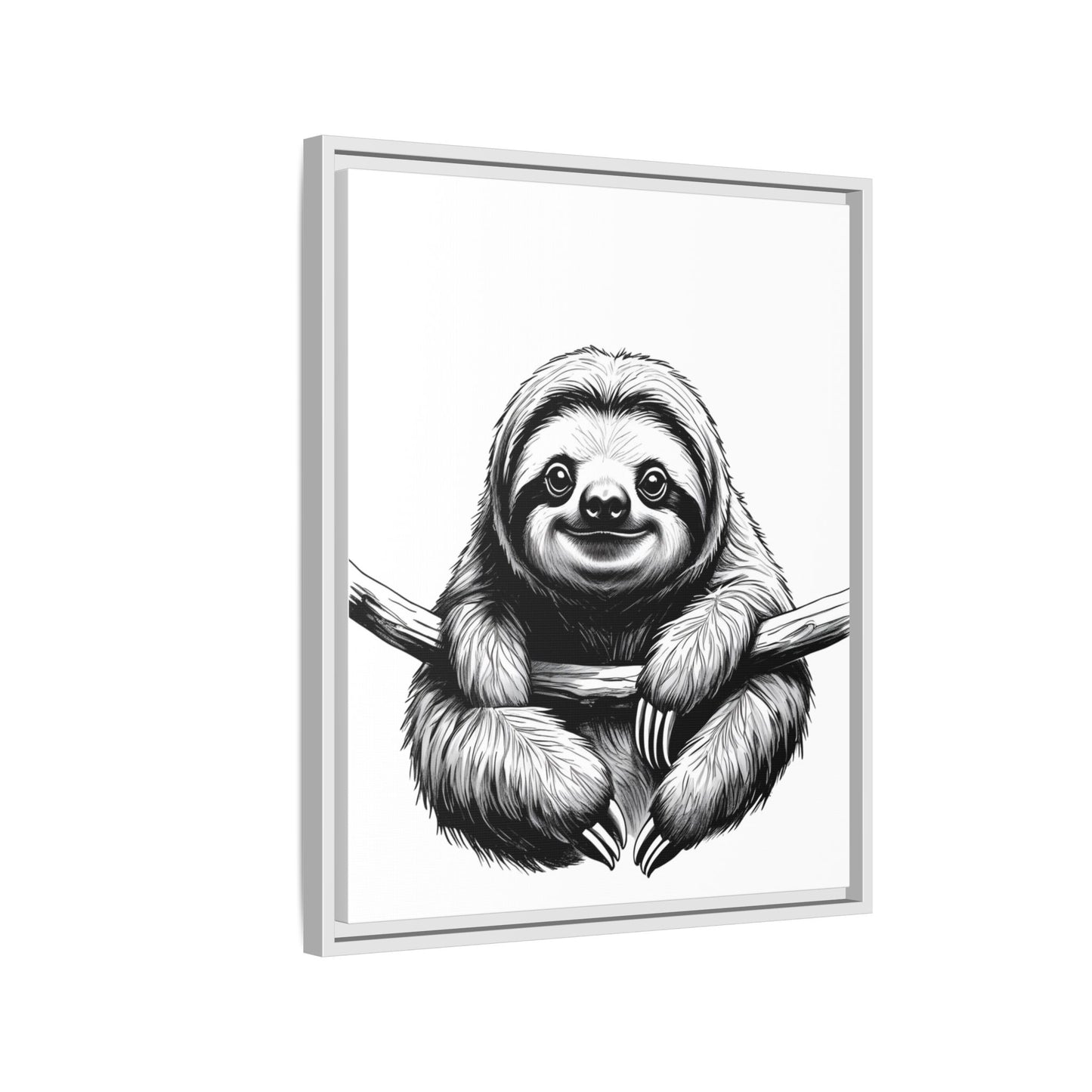 Adorable Sloth Hanging from Tree Branch Black & White Animal Wall Art, Cute Sloth Print, Jungle Theme Nursery Decor, Baby Shower Gift
