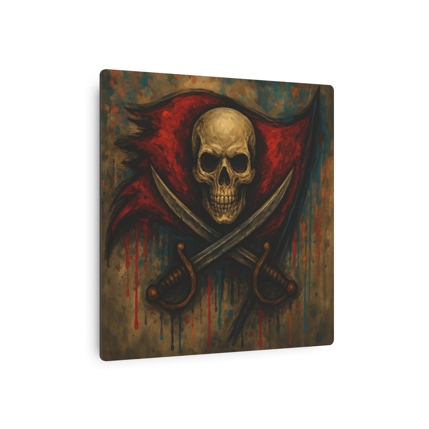Skull and Crossed Swords Metal Art Sign | Pirate Skull Wall Decor