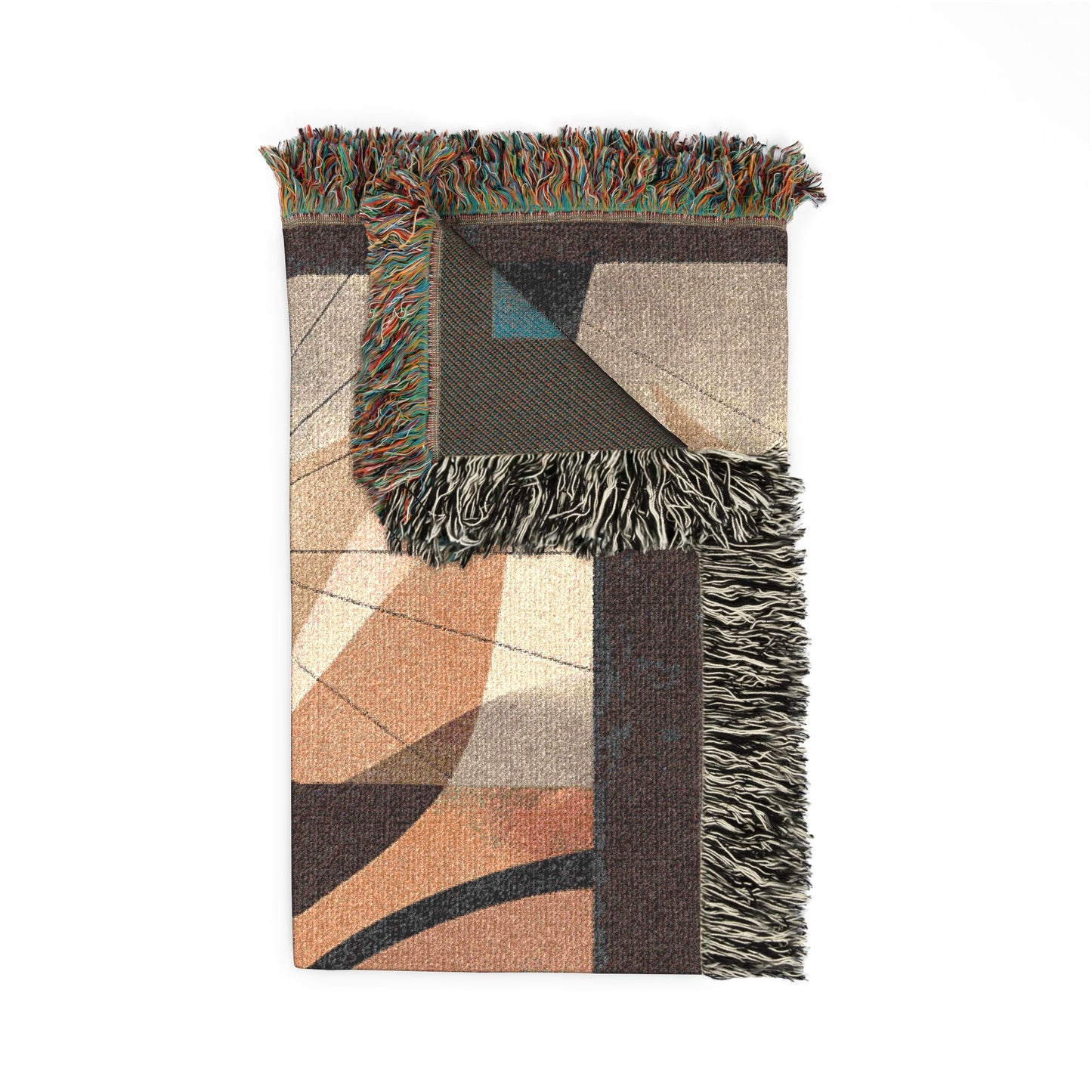 Modern Abstract Woven Throw Blanket | Mid Century Boho Tapestry | Neutral Geometric Home Decor