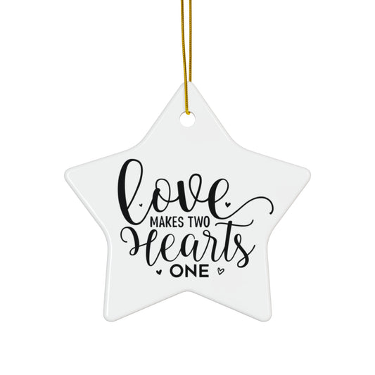 Christmas Ornament Holiday Love Makes Two Hearts One Tree Decoration Love Ornament