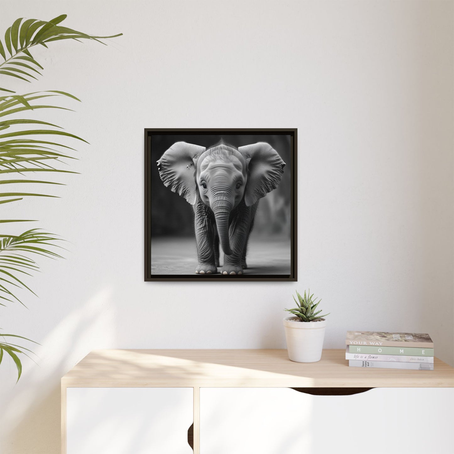 Adorable Baby Elephant Wall Art Black & White Wildlife Photography Print, Cute Safari Animal Home Decor, Elephant Lover Gift