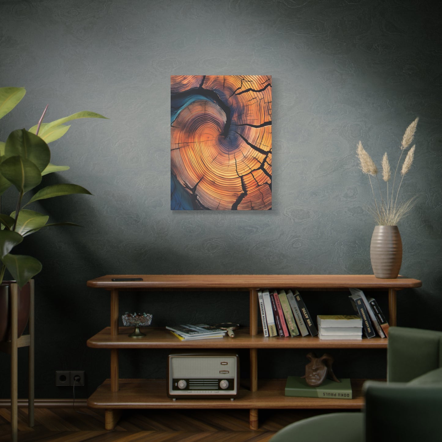 Colorful Wood Ring Canvas Wall Art, Abstract Tree Slice Print, Modern Rustic Decor, Vibrant Tree Rings Art on Canvas, Earthy Boho Wall Print