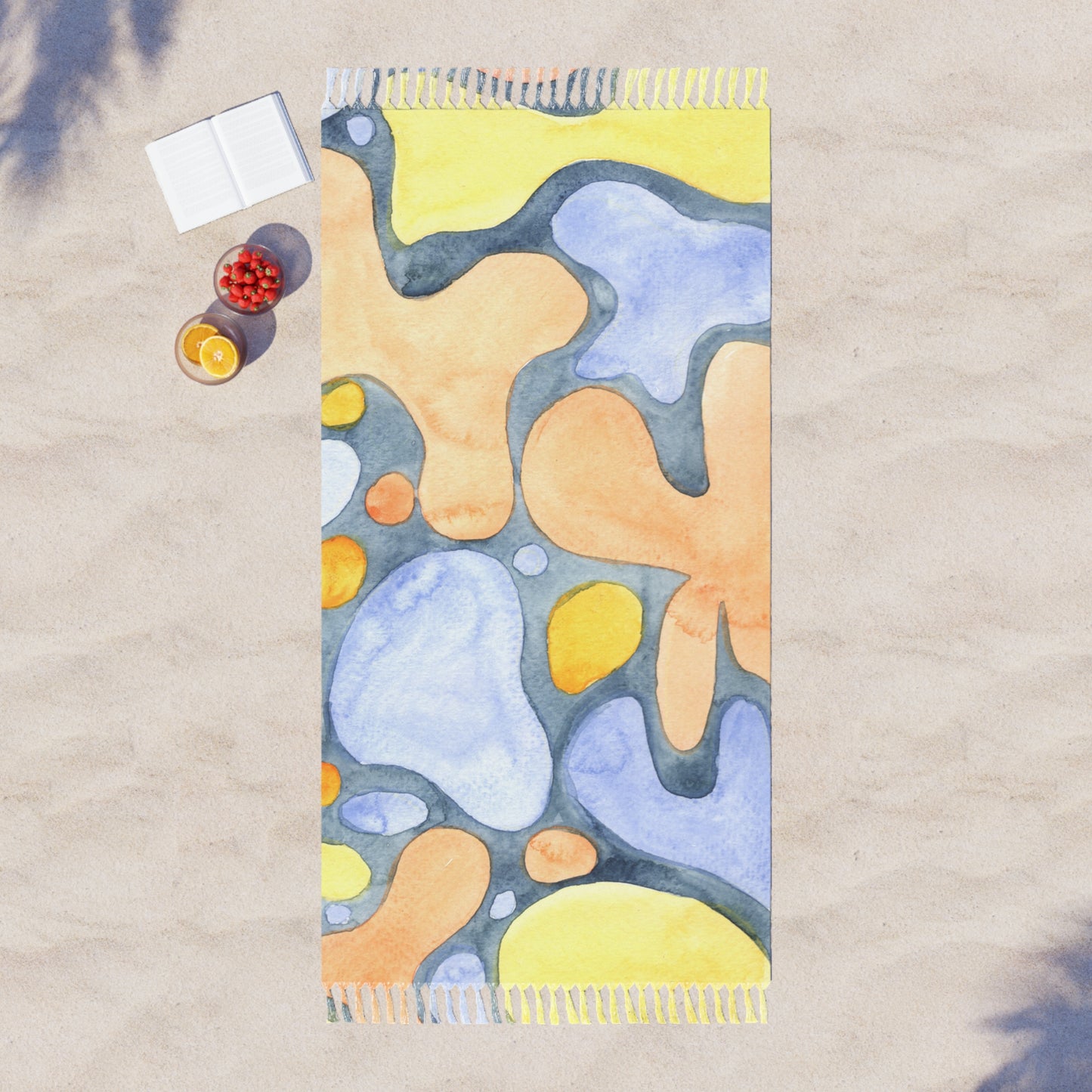 Boho Wave Beach Towel | Striped Fringe Beach Towel | Coastal Summer Essential