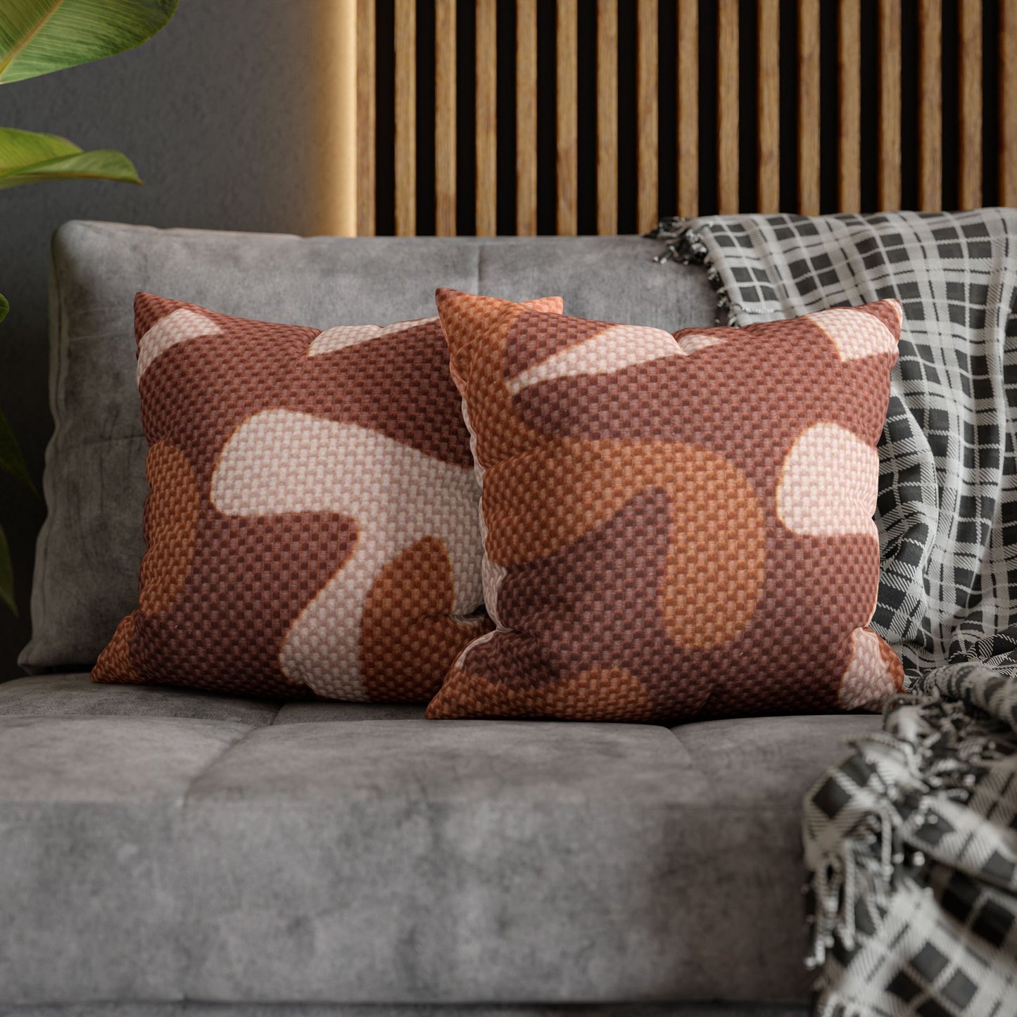 Boho Pillowcase, Bohemian Pillow Cover, Modern Square Pillow Case, Brown Shades