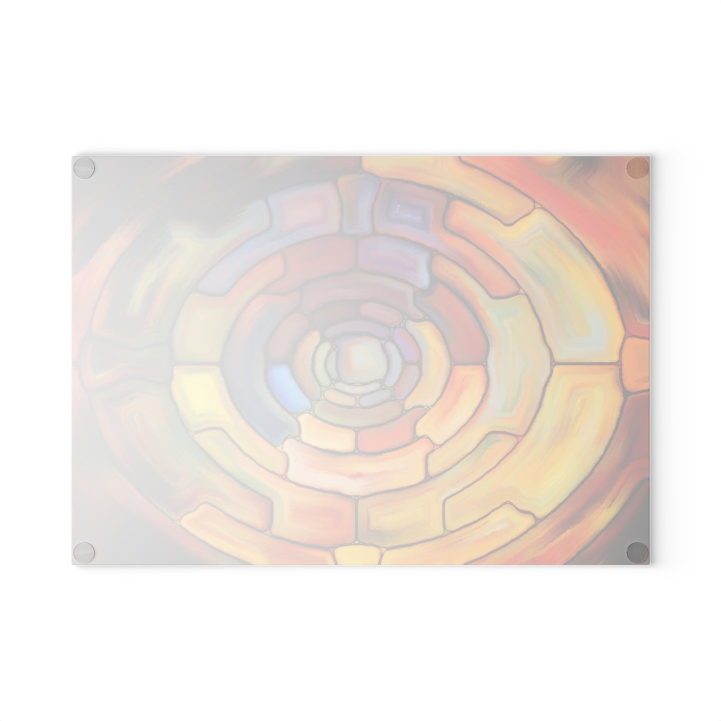 Abstract Spiral Glass Cutting Board | Colorful Circular Mosaic Art