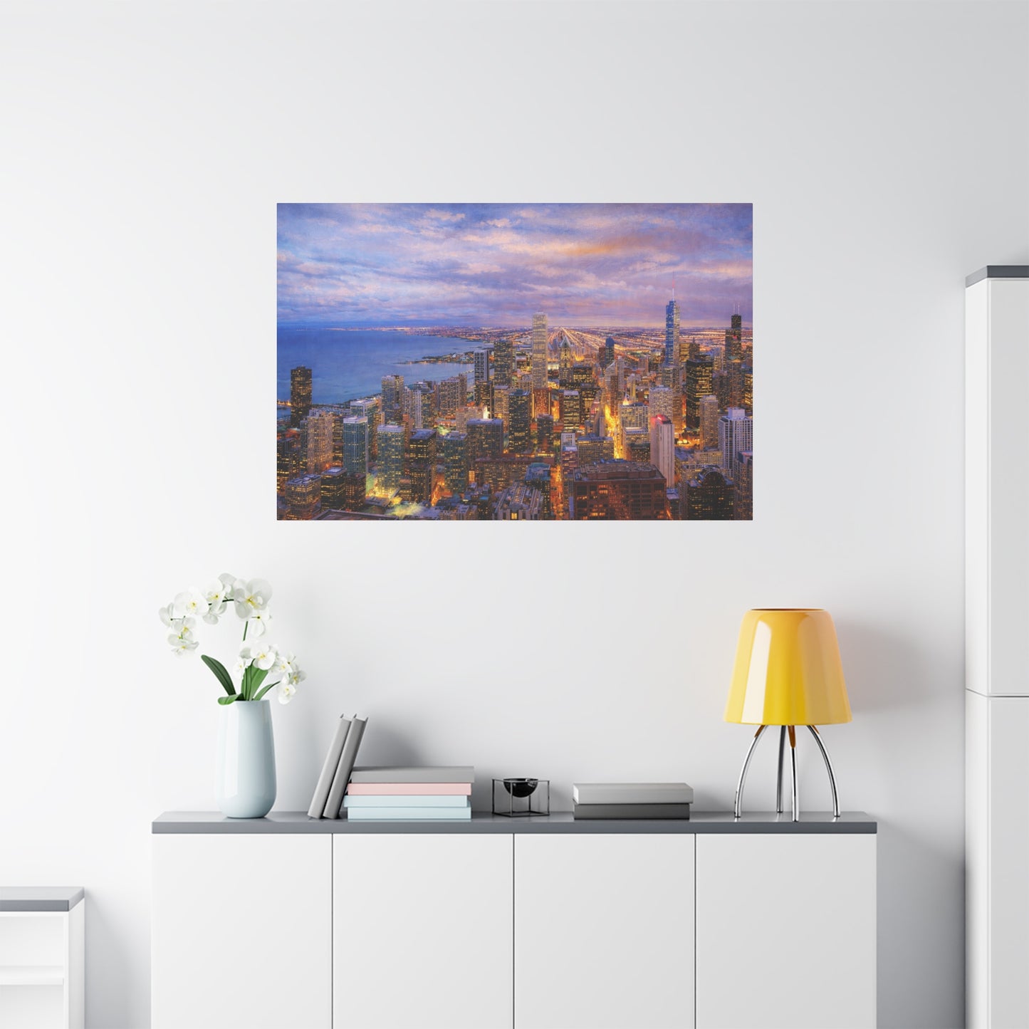 Chicago Skyline Canvas Wall Art – Sunset Cityscape Print, Downtown Chicago Decor, Urban Skyline Wall Decor