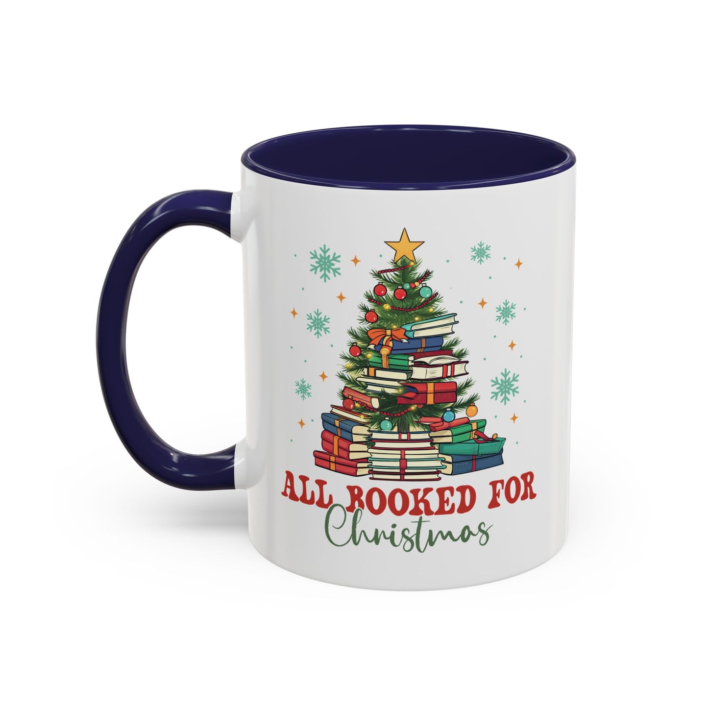 Christmas Booked Coffee Mug (11, 15oz) Holiday Book Lover Gift Festive Reading Mug Xmas Tree Teacher Gift