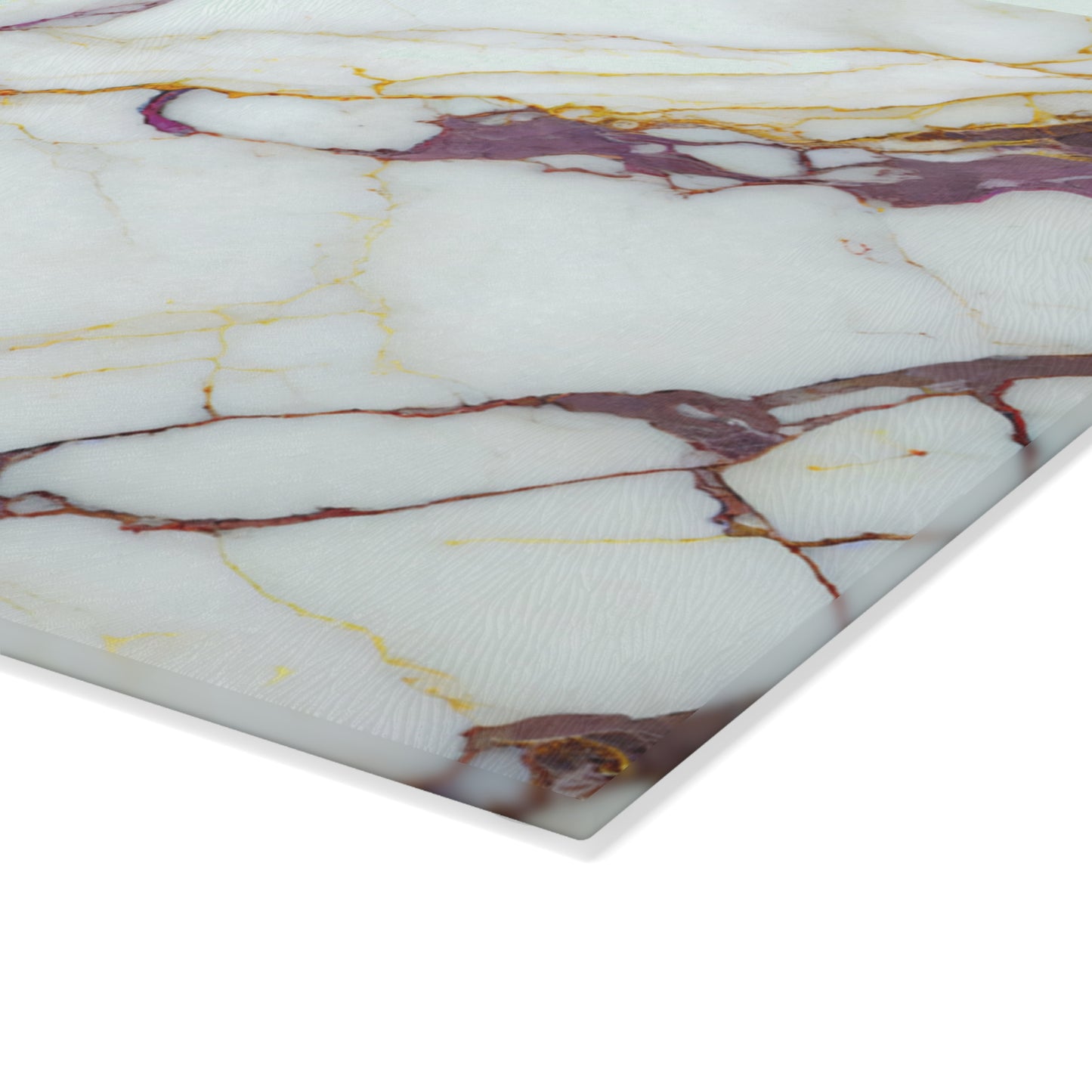 White Marble Glass Cutting Board | Gold Vein Kitchen Decor