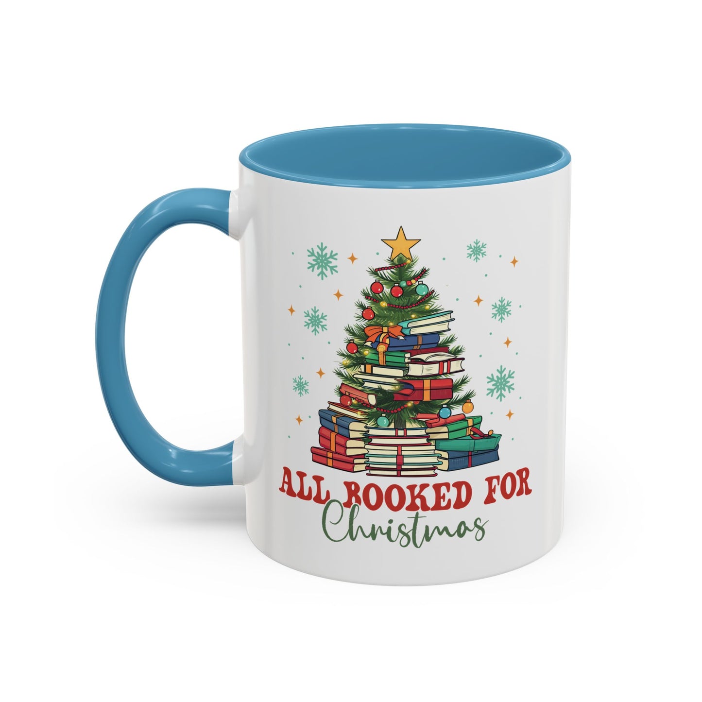 Christmas Booked Coffee Mug (11, 15oz) Holiday Book Lover Gift Festive Reading Mug Xmas Tree Teacher Gift