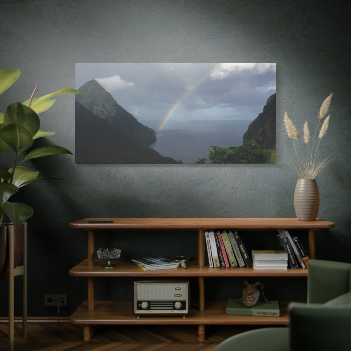 St. Lucia Pitons Rainbow Canvas Art | Caribbean Landscape Photography