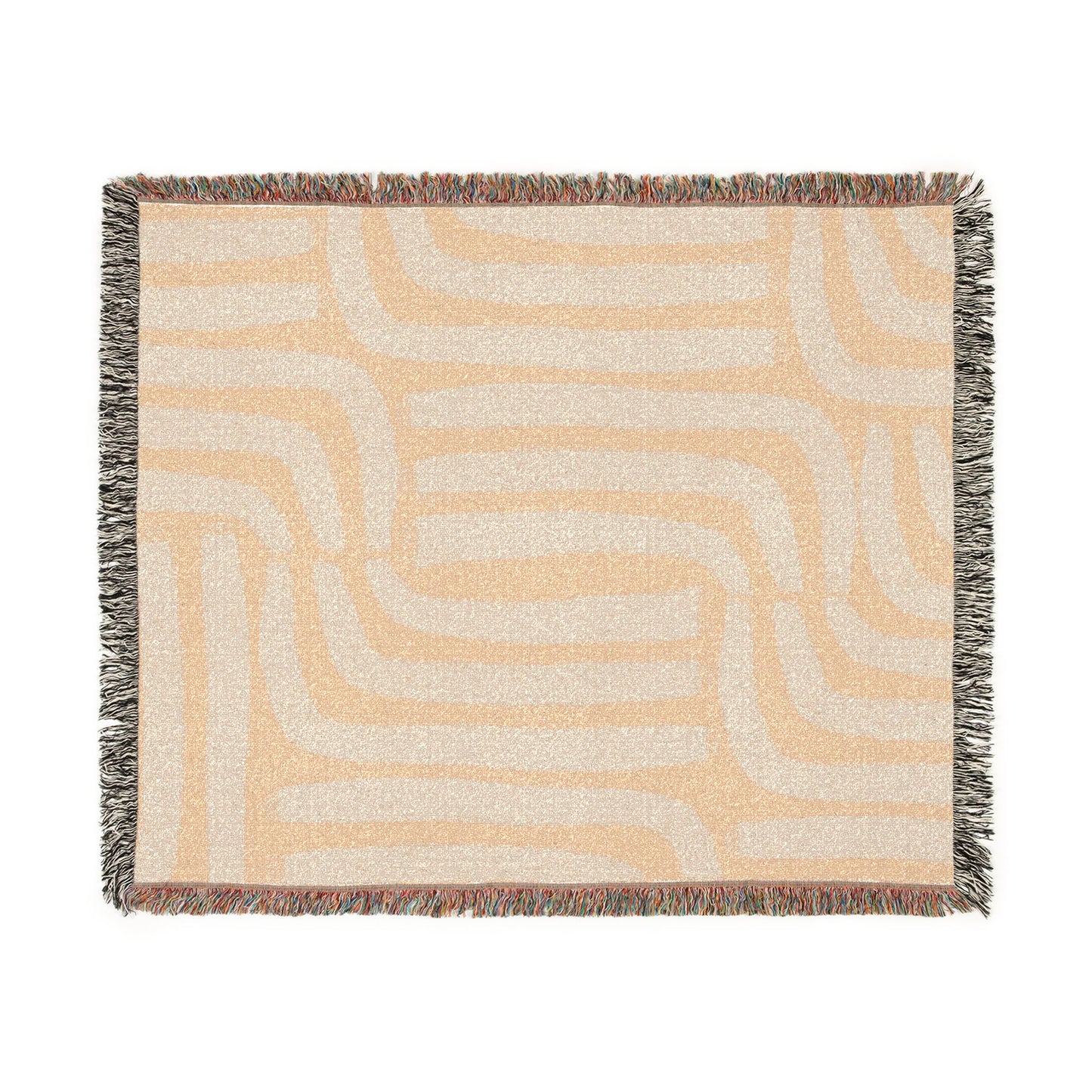 Modern Abstract Neutral Woven Throw Blanket | Minimalist Boho Decor