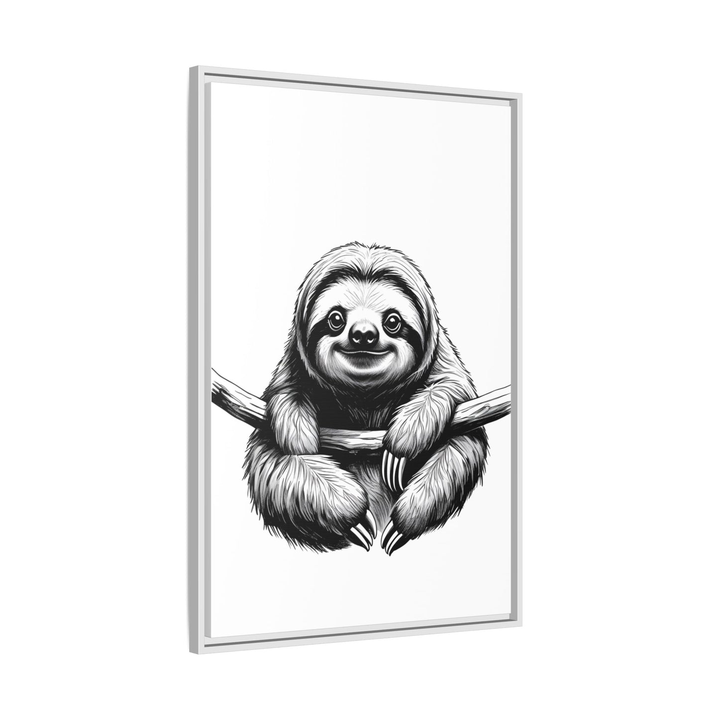 Adorable Sloth Hanging from Tree Branch Black & White Animal Wall Art, Cute Sloth Print, Jungle Theme Nursery Decor, Baby Shower Gift