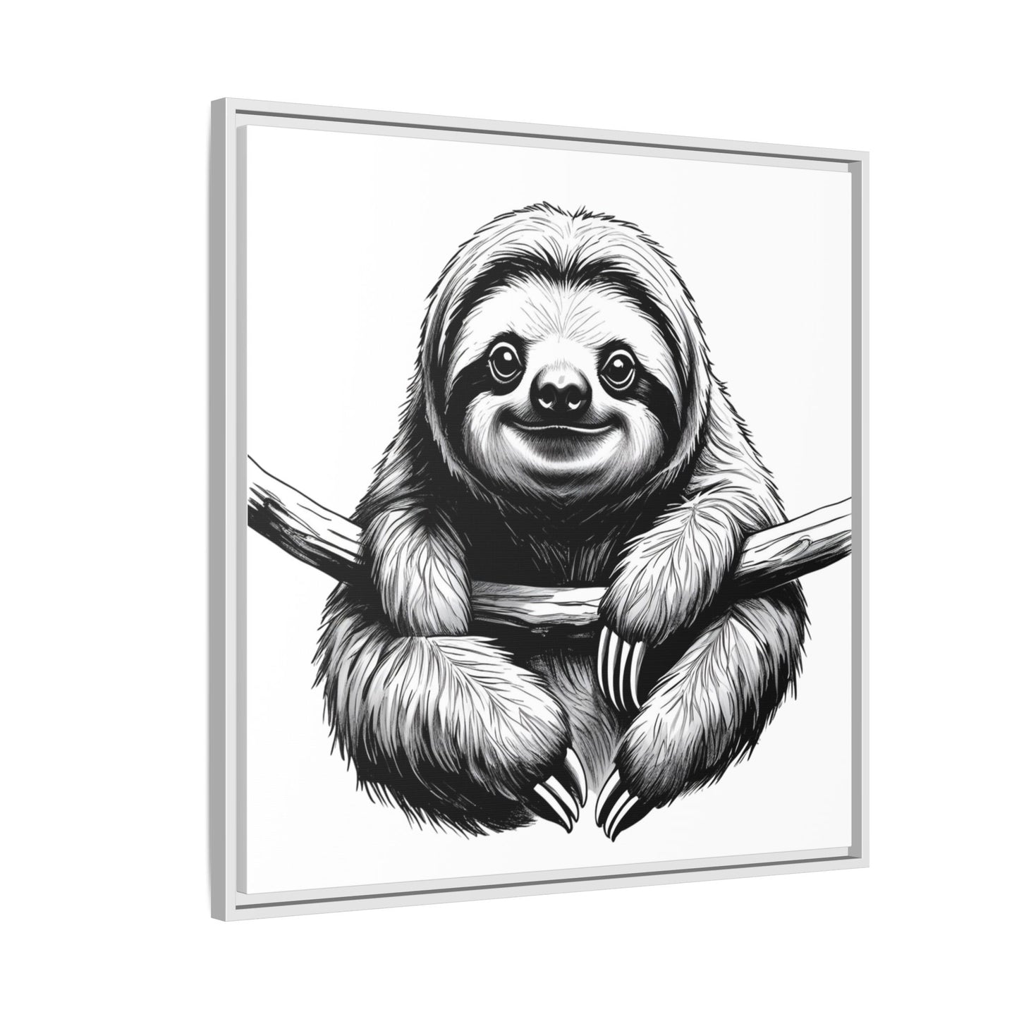 Adorable Sloth Hanging from Tree Branch Black & White Animal Wall Art, Cute Sloth Print, Jungle Theme Nursery Decor, Baby Shower Gift