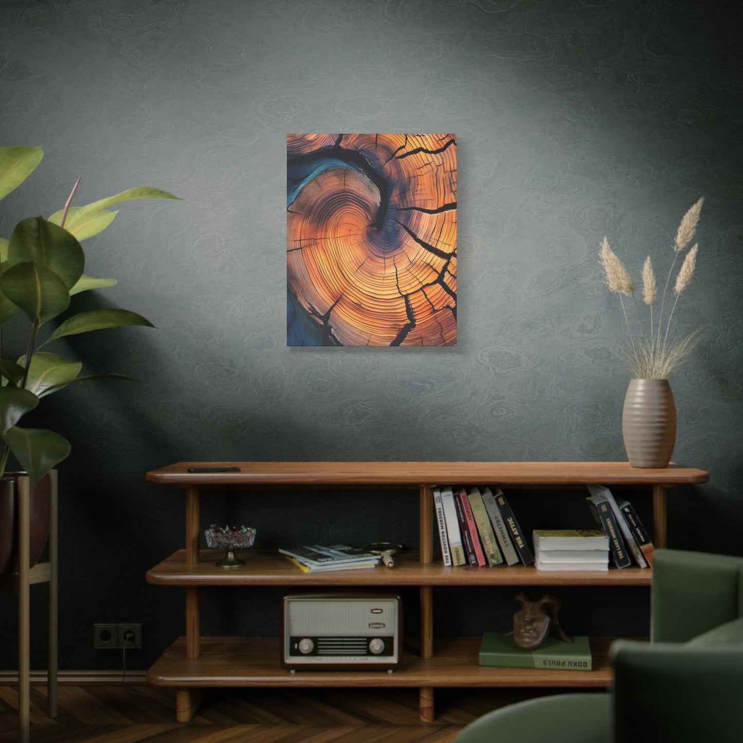 Colorful Wood Ring Canvas Wall Art, Abstract Tree Slice Print, Modern Rustic Decor, Vibrant Tree Rings Art on Canvas, Earthy Boho Wall Print