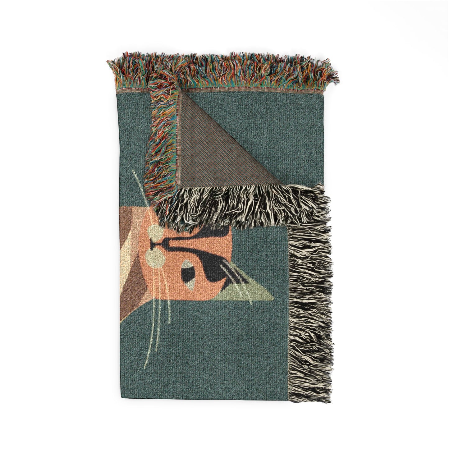 Mid Century Modern Cat Woven Throw Blanket | Retro Feline Decor