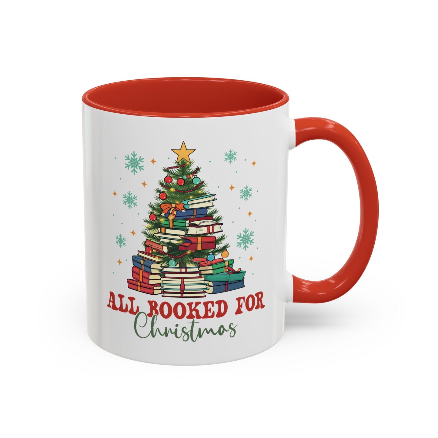 Christmas Booked Coffee Mug (11, 15oz) Holiday Book Lover Gift Festive Reading Mug Xmas Tree Teacher Gift