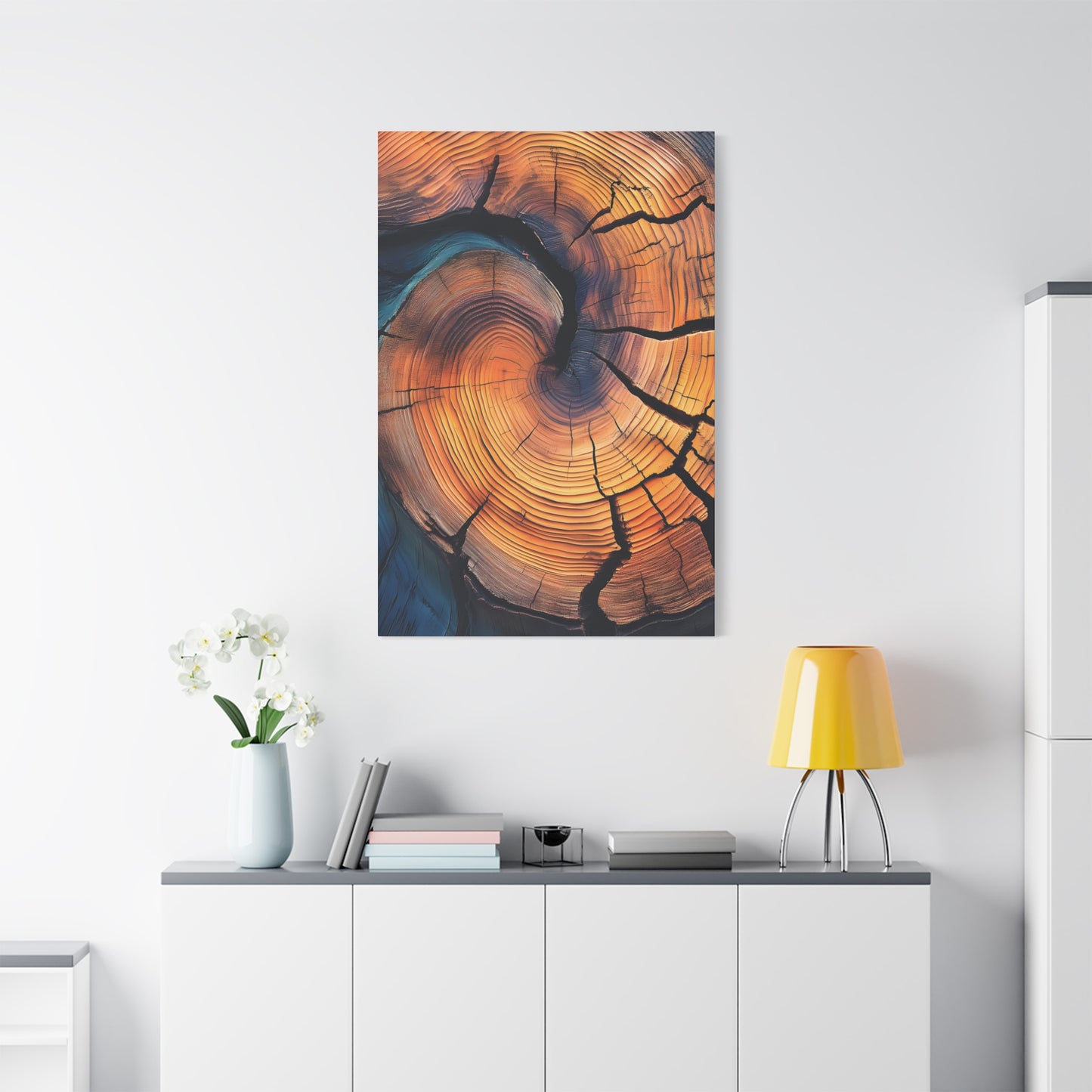 Colorful Wood Ring Canvas Wall Art, Abstract Tree Slice Print, Modern Rustic Decor, Vibrant Tree Rings Art on Canvas, Earthy Boho Wall Print