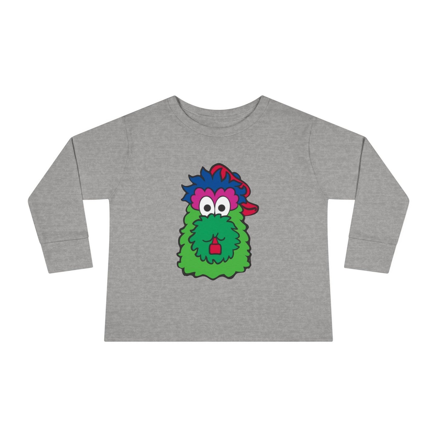 Cute Cartoon Mascot Kids Shirt – Fun Green Character Long Sleeve Tee