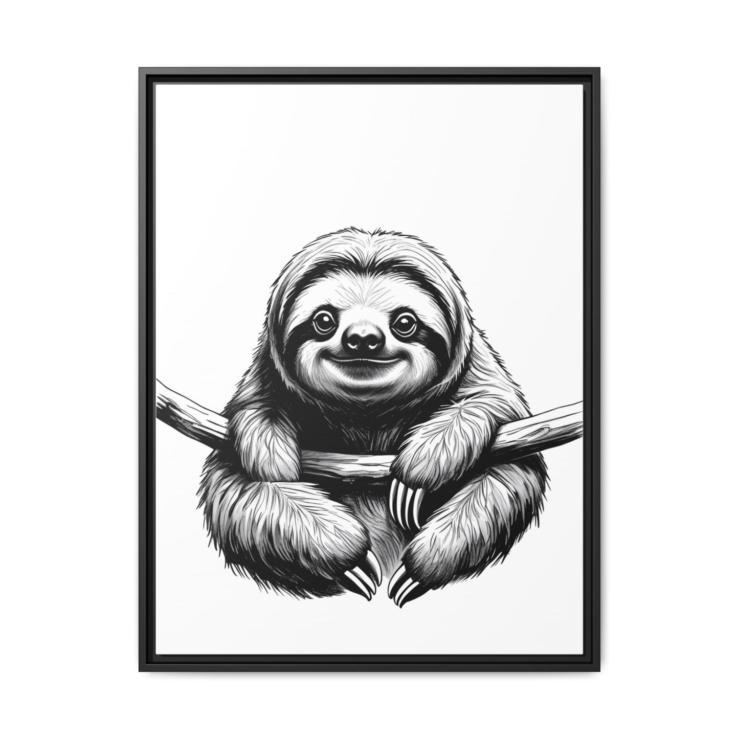 Adorable Sloth Hanging from Tree Branch Black & White Animal Wall Art, Cute Sloth Print, Jungle Theme Nursery Decor, Baby Shower Gift