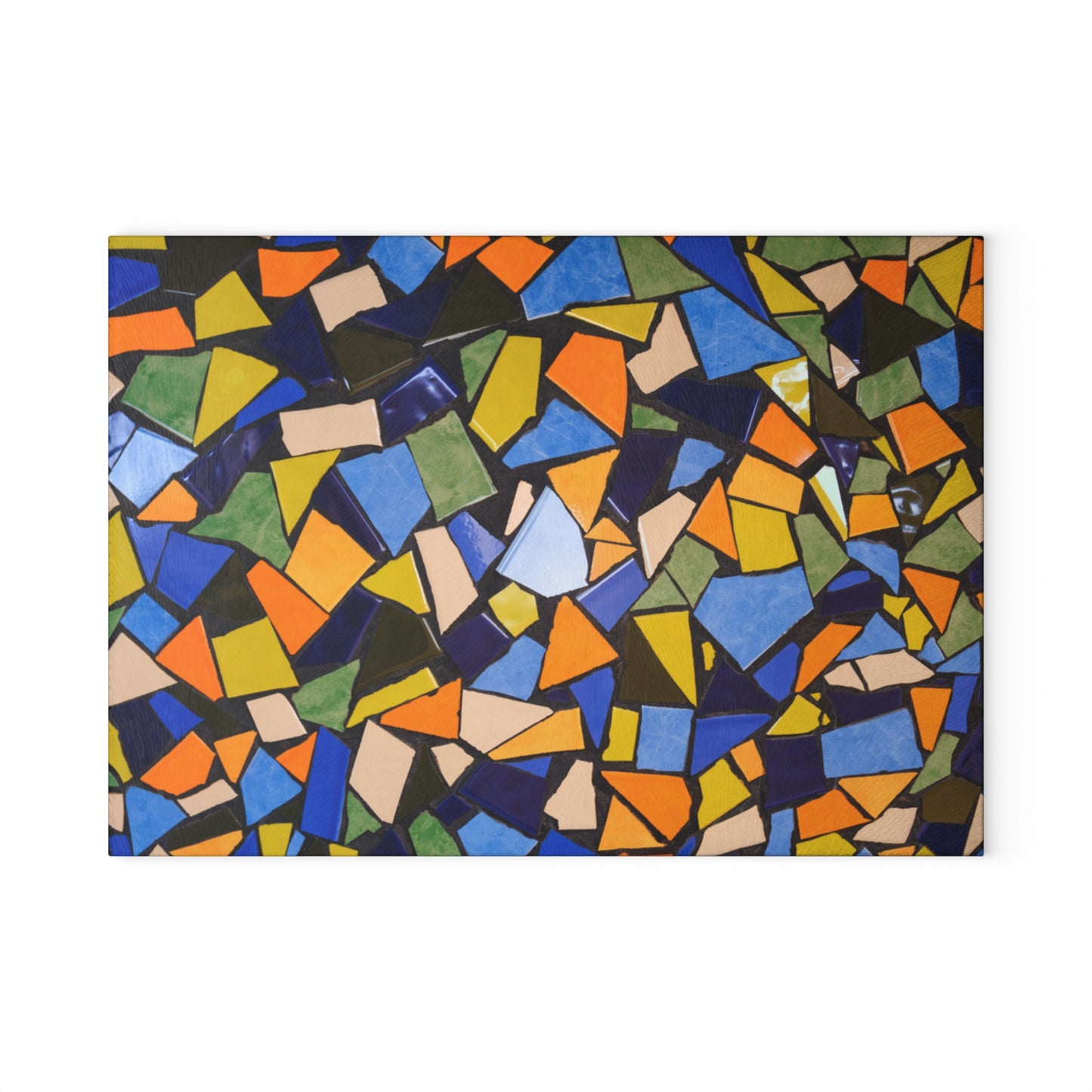 Colorful Mosaic Pattern Glass Cutting Board | Abstract Tile Design
