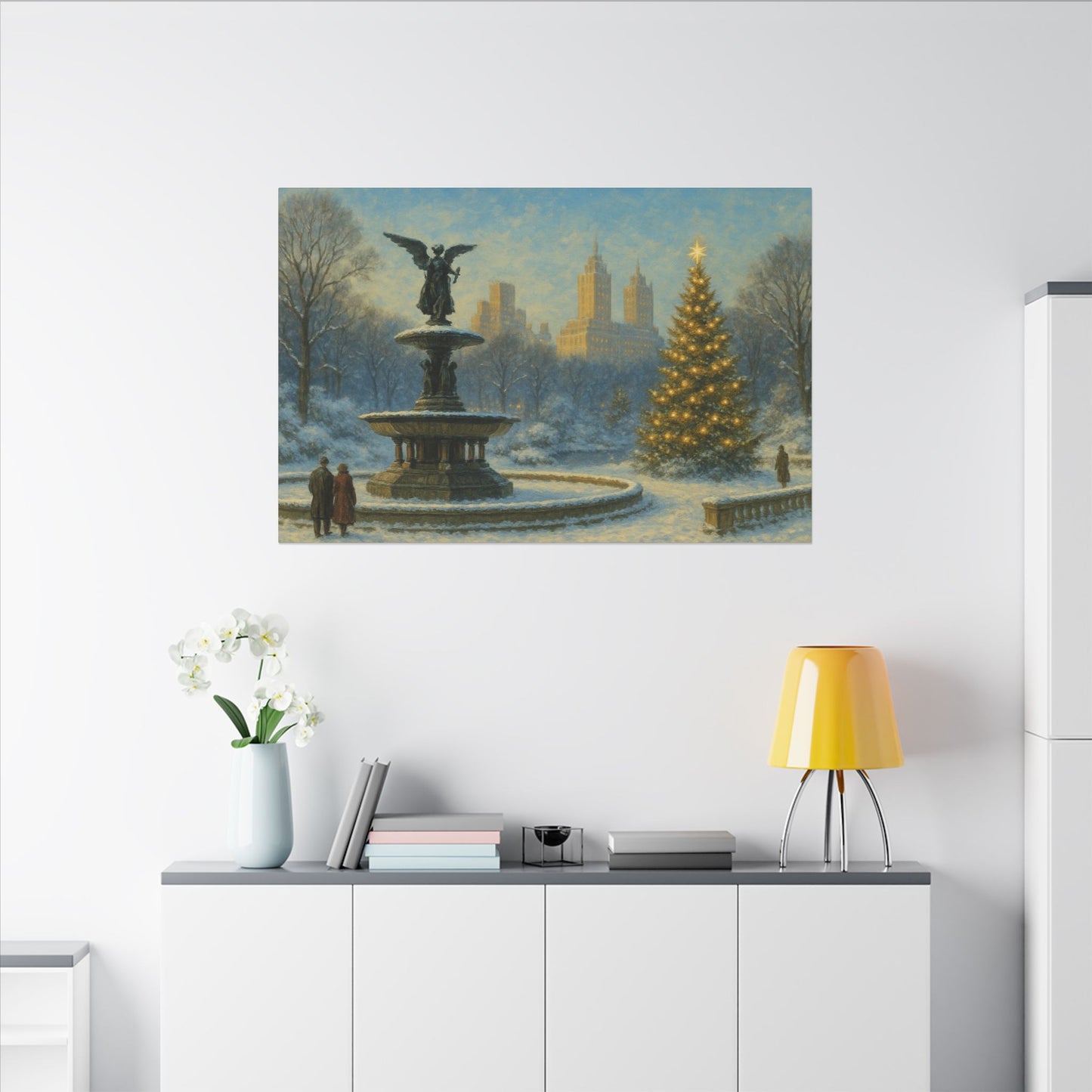 Vintage Christmas's Canvas, Bethesda Terrace Christmas Canvas Print, Central Park NYC  Art