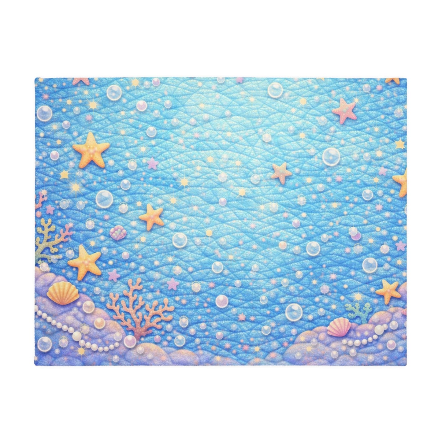 Cute Mermaid Underwater Scene Blanket | Velveteen Microfiber