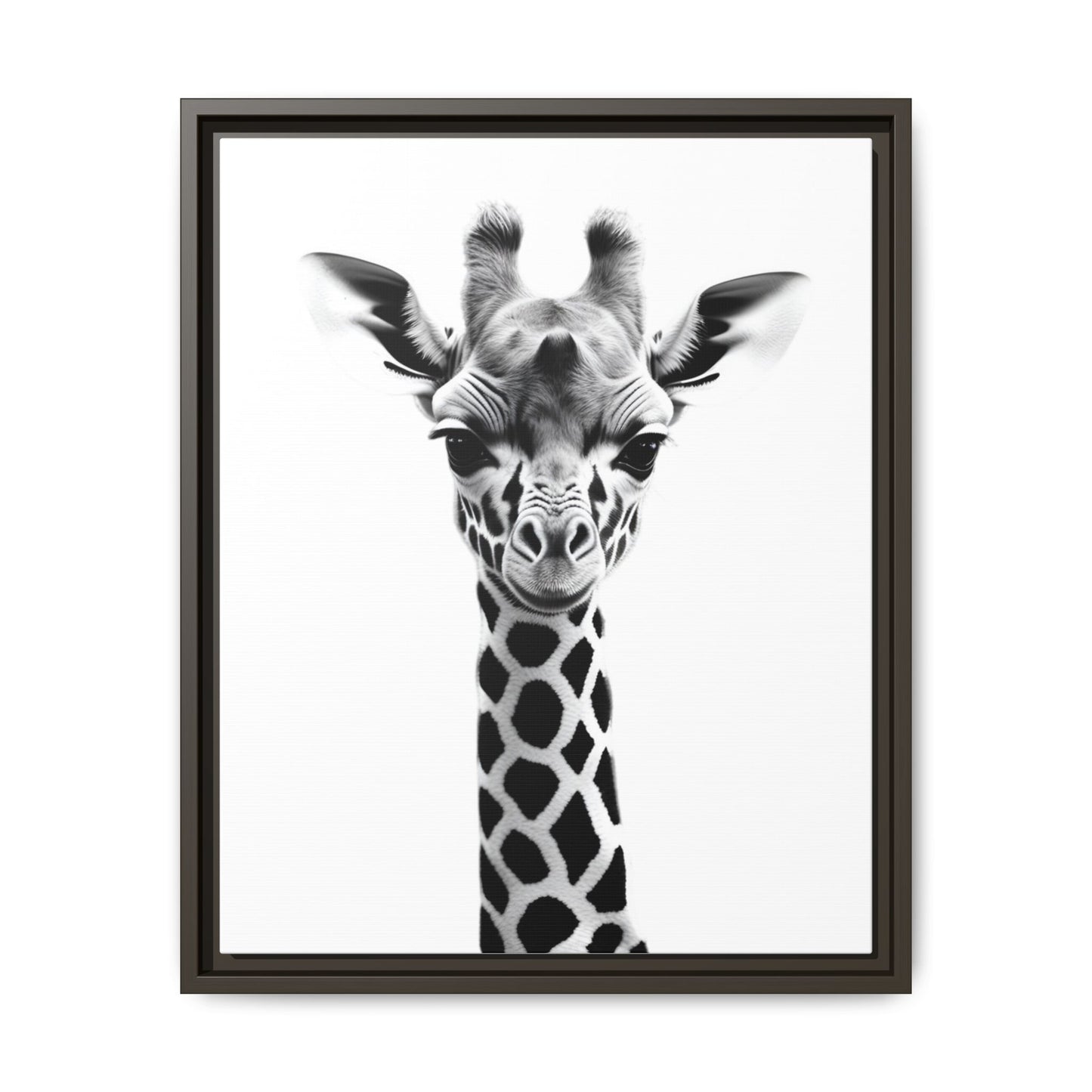 Baby Giraffe Wall Art Black & White Wildlife Photography Print, Cute Giraffe Lover Gift