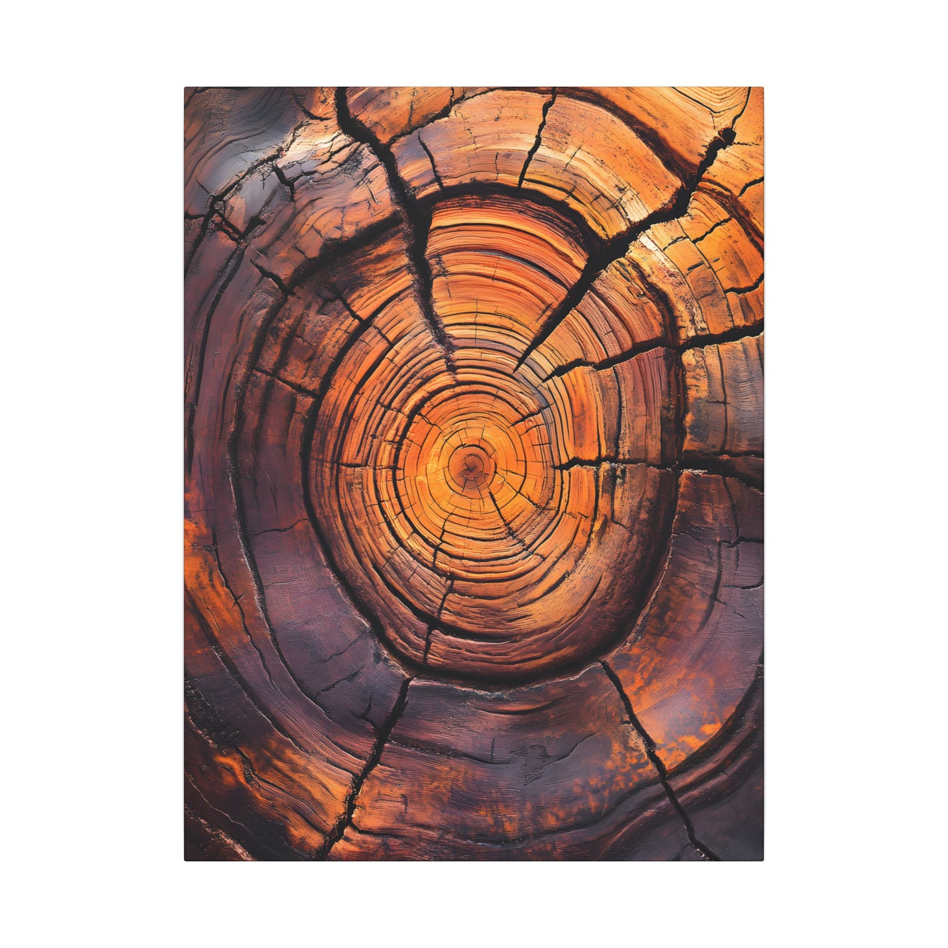Close-up of a tree stump with concentric rings on a white background