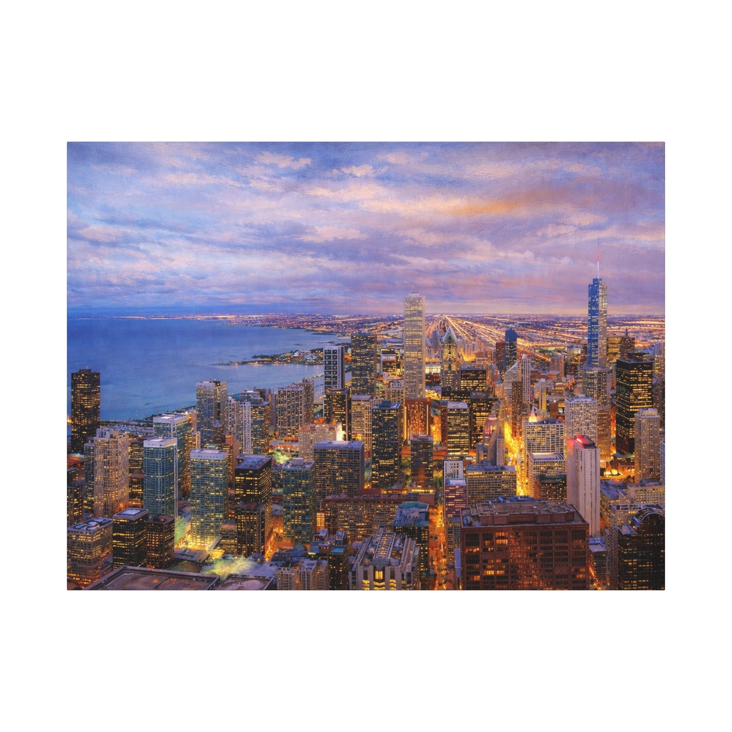 Chicago Skyline Canvas Wall Art – Sunset Cityscape Print, Downtown Chicago Decor, Urban Skyline Wall Decor