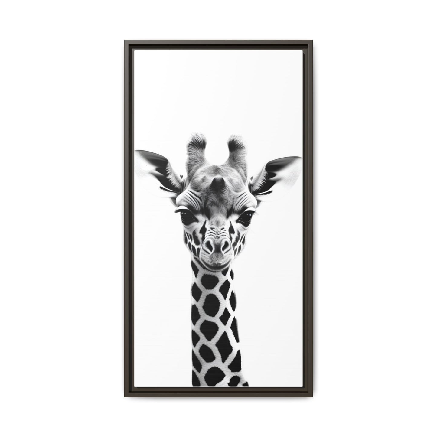 Baby Giraffe Wall Art Black & White Wildlife Photography Print, Cute Giraffe Lover Gift