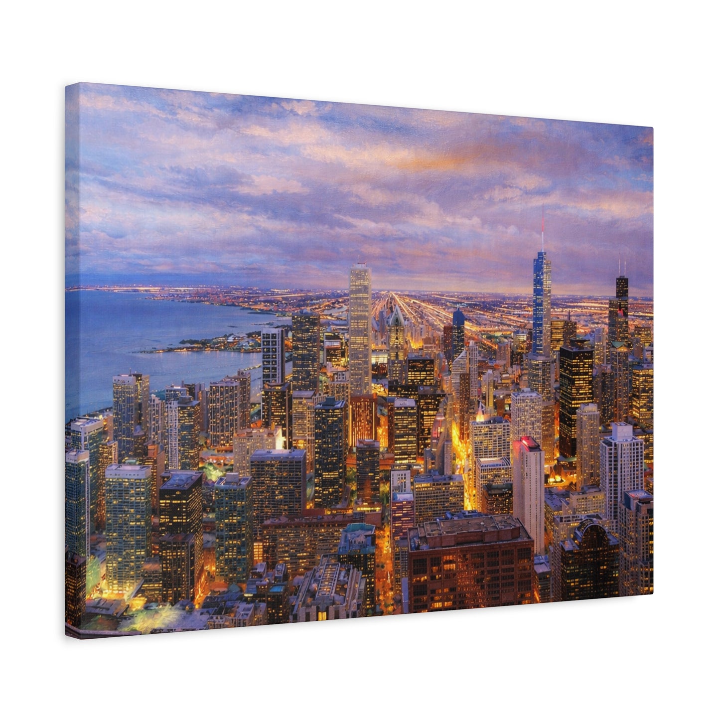Chicago Skyline Canvas Wall Art – Sunset Cityscape Print, Downtown Chicago Decor, Urban Skyline Wall Decor