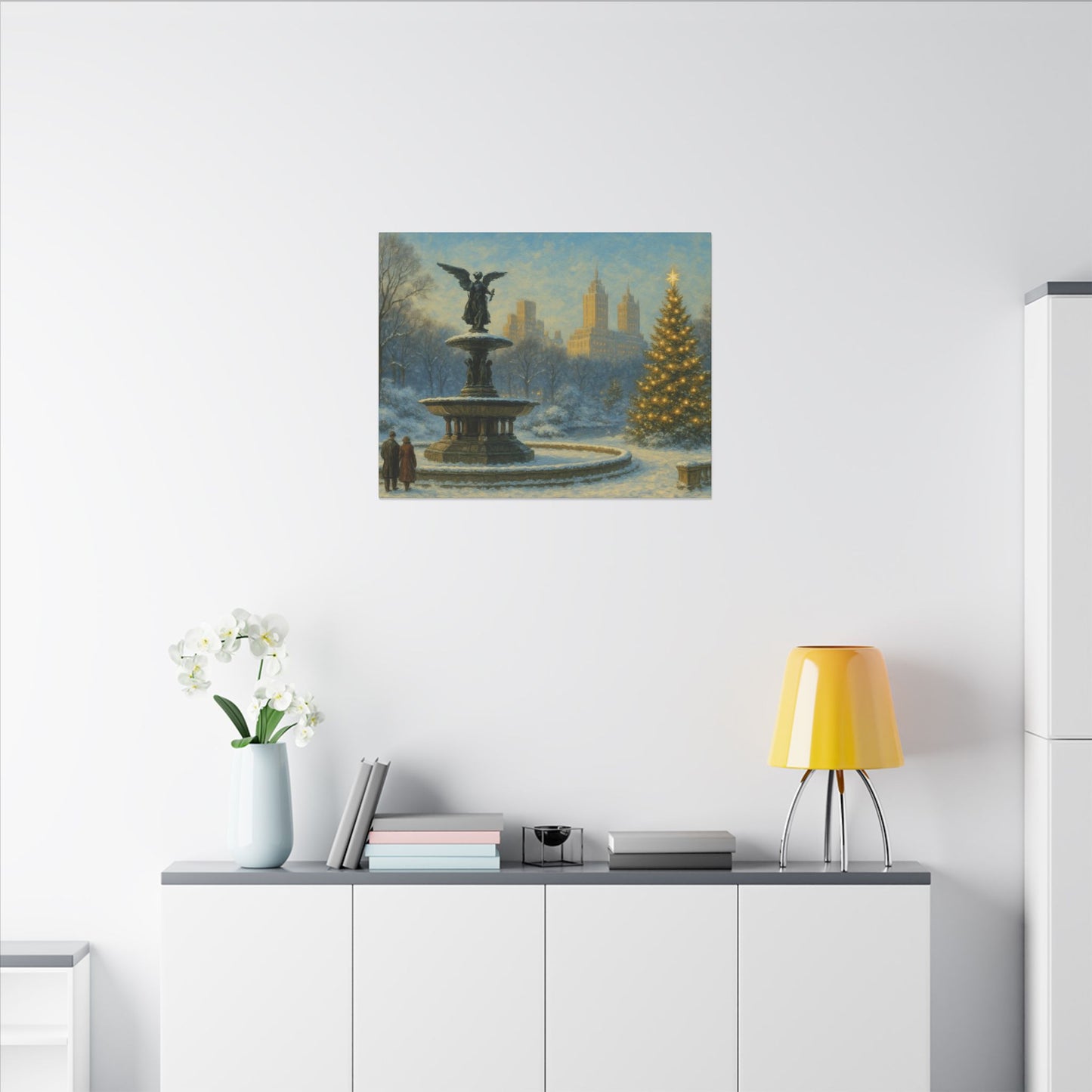 Vintage Christmas's Canvas, Bethesda Terrace Christmas Canvas Print, Central Park NYC  Art