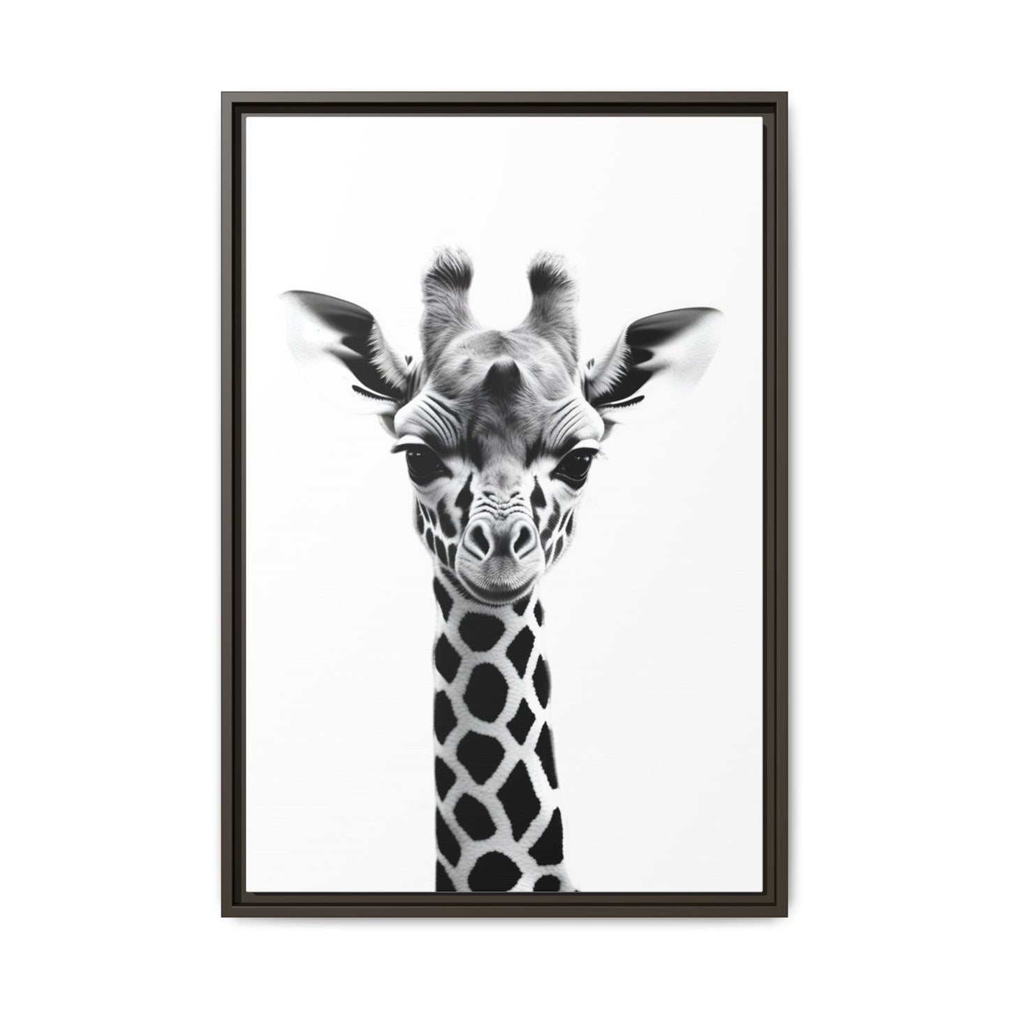 Baby Giraffe Wall Art Black & White Wildlife Photography Print, Cute Giraffe Lover Gift